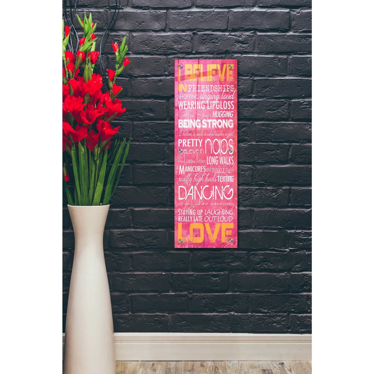 Epic Art 'I Believe in Love' by Marla Rae, Acrylic Glass Wall Art,12x36