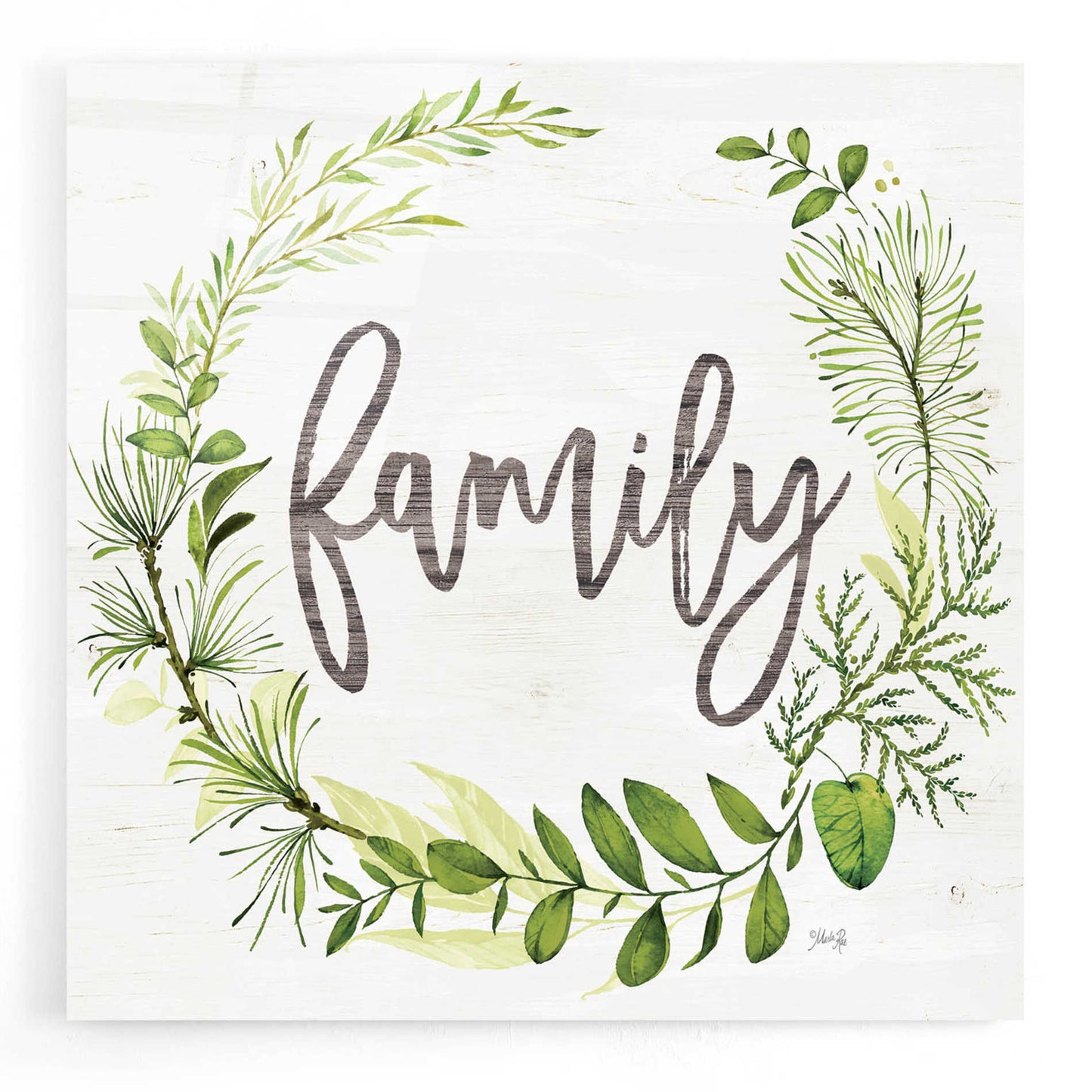 Epic Art 'Family Greenery Wreath' by Marla Rae, Acrylic Glass Wall Art,12x12