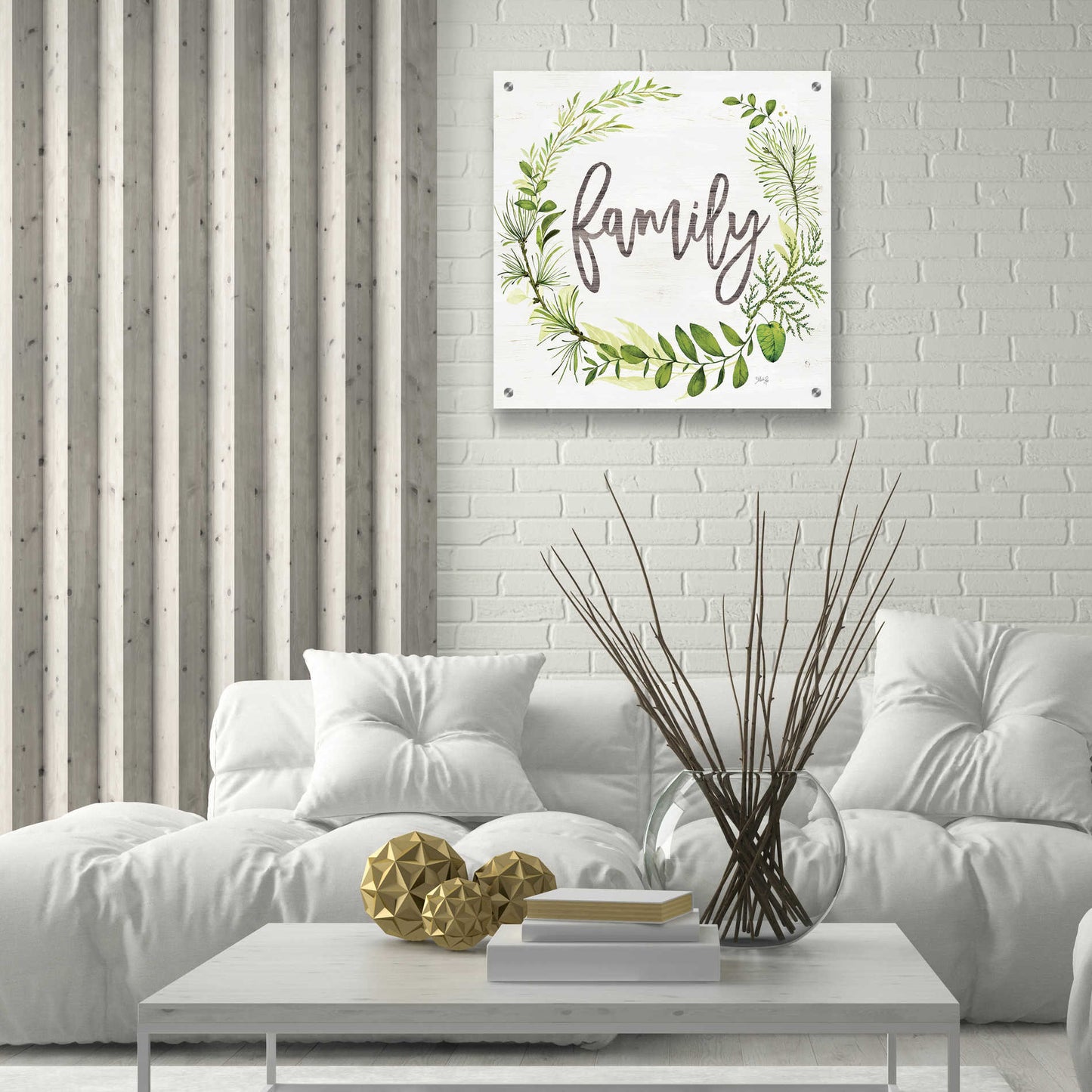 Epic Art 'Family Greenery Wreath' by Marla Rae, Acrylic Glass Wall Art,24x24