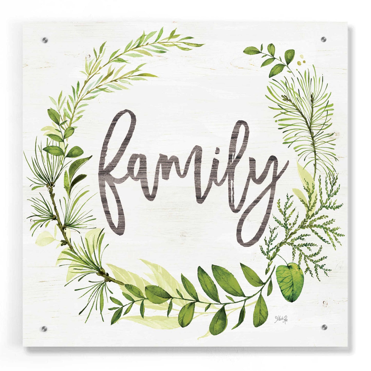 Epic Art 'Family Greenery Wreath' by Marla Rae, Acrylic Glass Wall Art,24x24