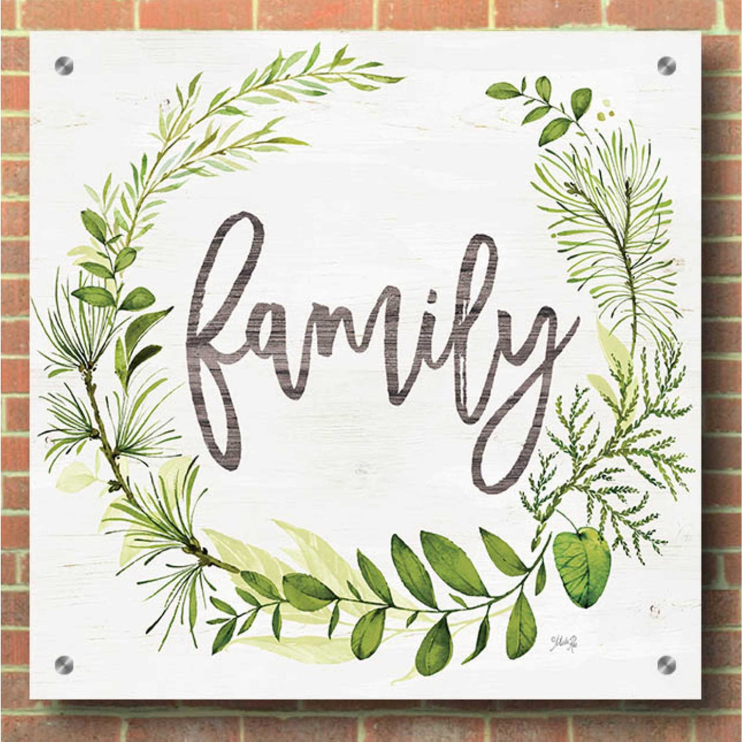 Epic Art 'Family Greenery Wreath' by Marla Rae, Acrylic Glass Wall Art,36x36