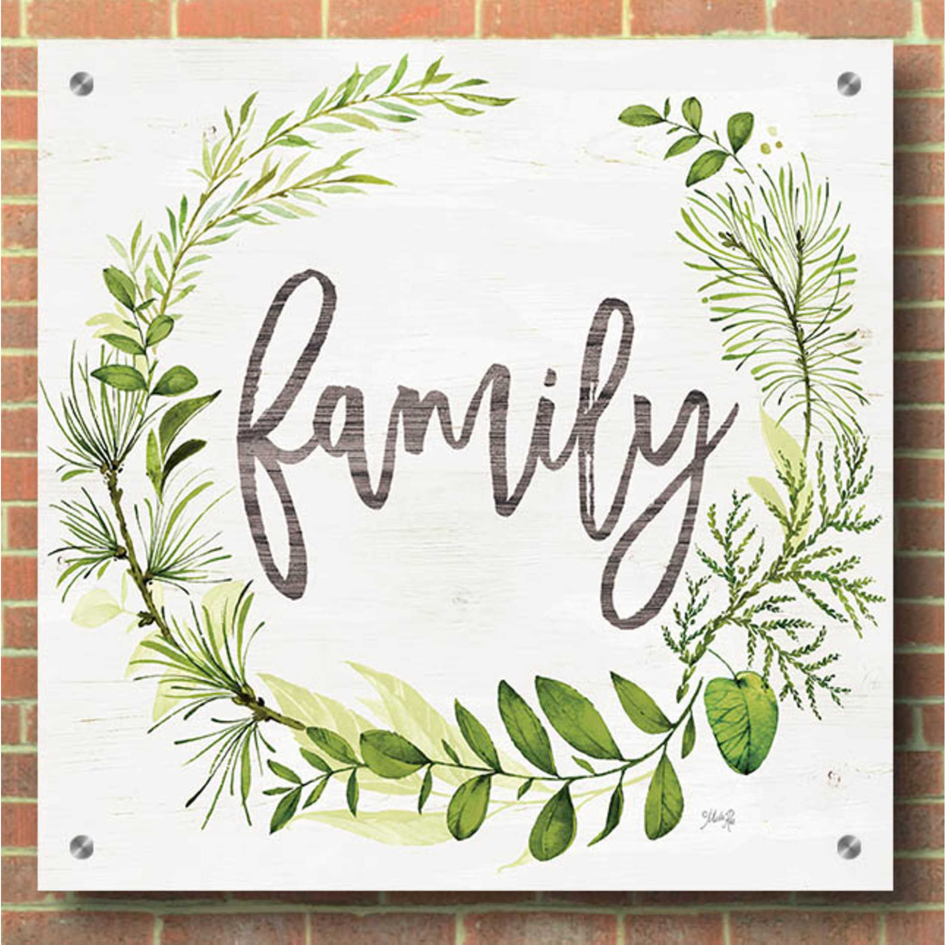 Epic Art 'Family Greenery Wreath' by Marla Rae, Acrylic Glass Wall Art,36x36