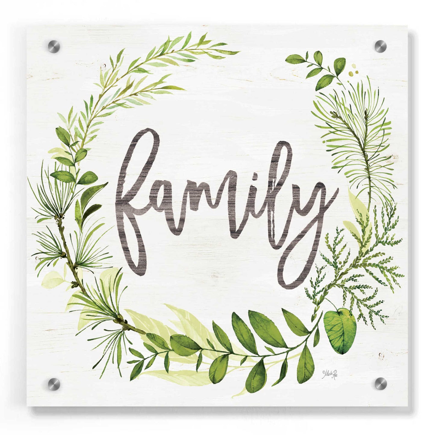 Epic Art 'Family Greenery Wreath' by Marla Rae, Acrylic Glass Wall Art,36x36