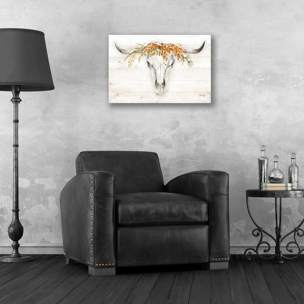 Epic Art 'Fall Steer Skull' by Marla Rae, Acrylic Glass Wall Art,24x16