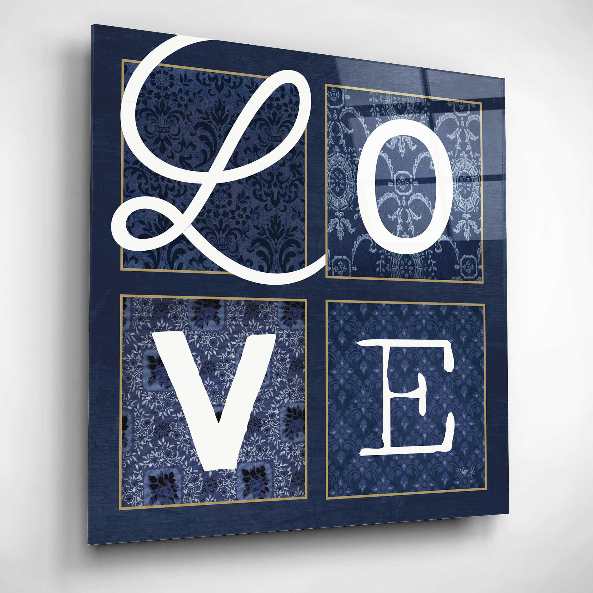 Epic Art 'LOVE Squared' by Marla Rae, Acrylic Glass Wall Art,12x12