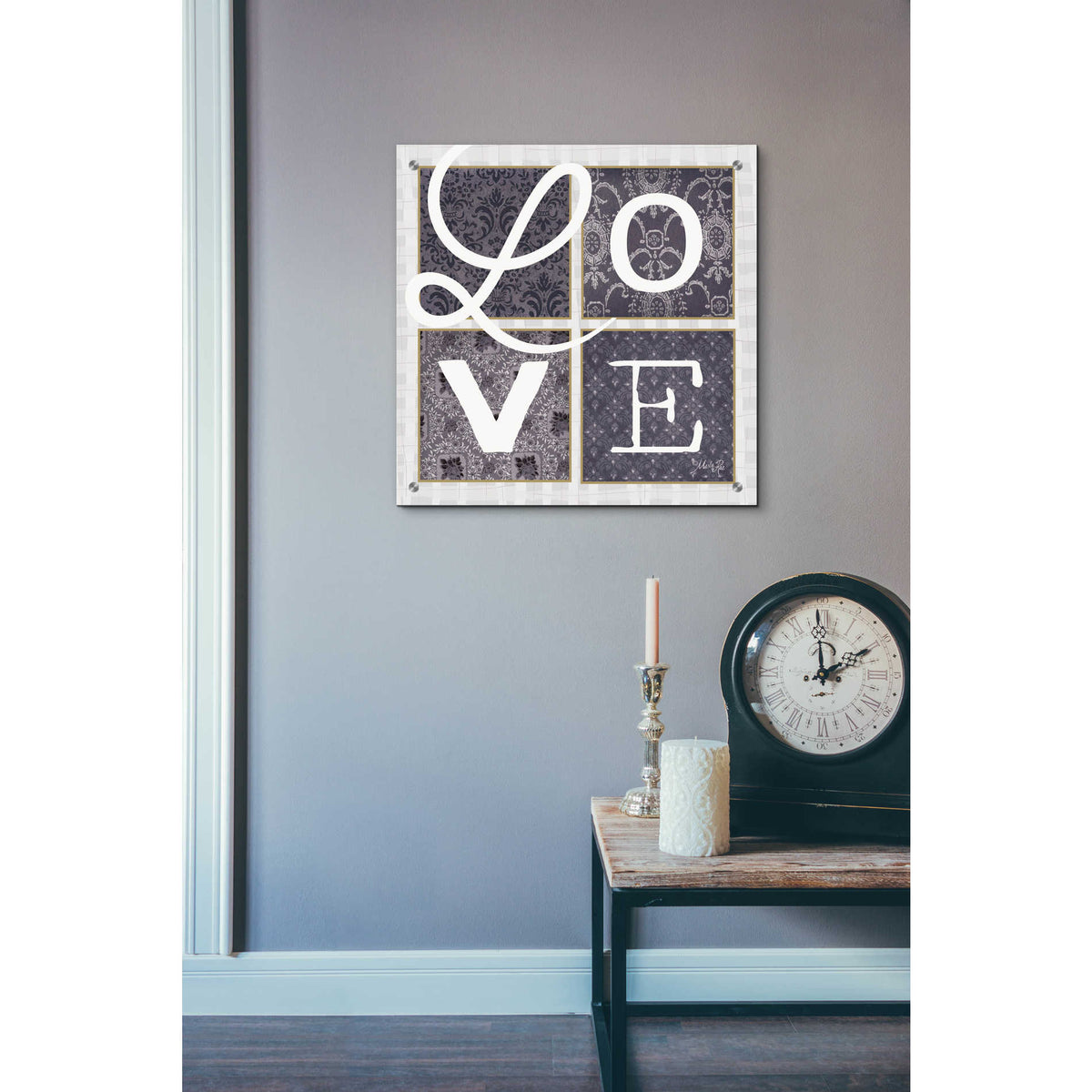 Epic Art 'LOVE Squared in Gray' by Marla Rae, Acrylic Glass Wall Art,24x24
