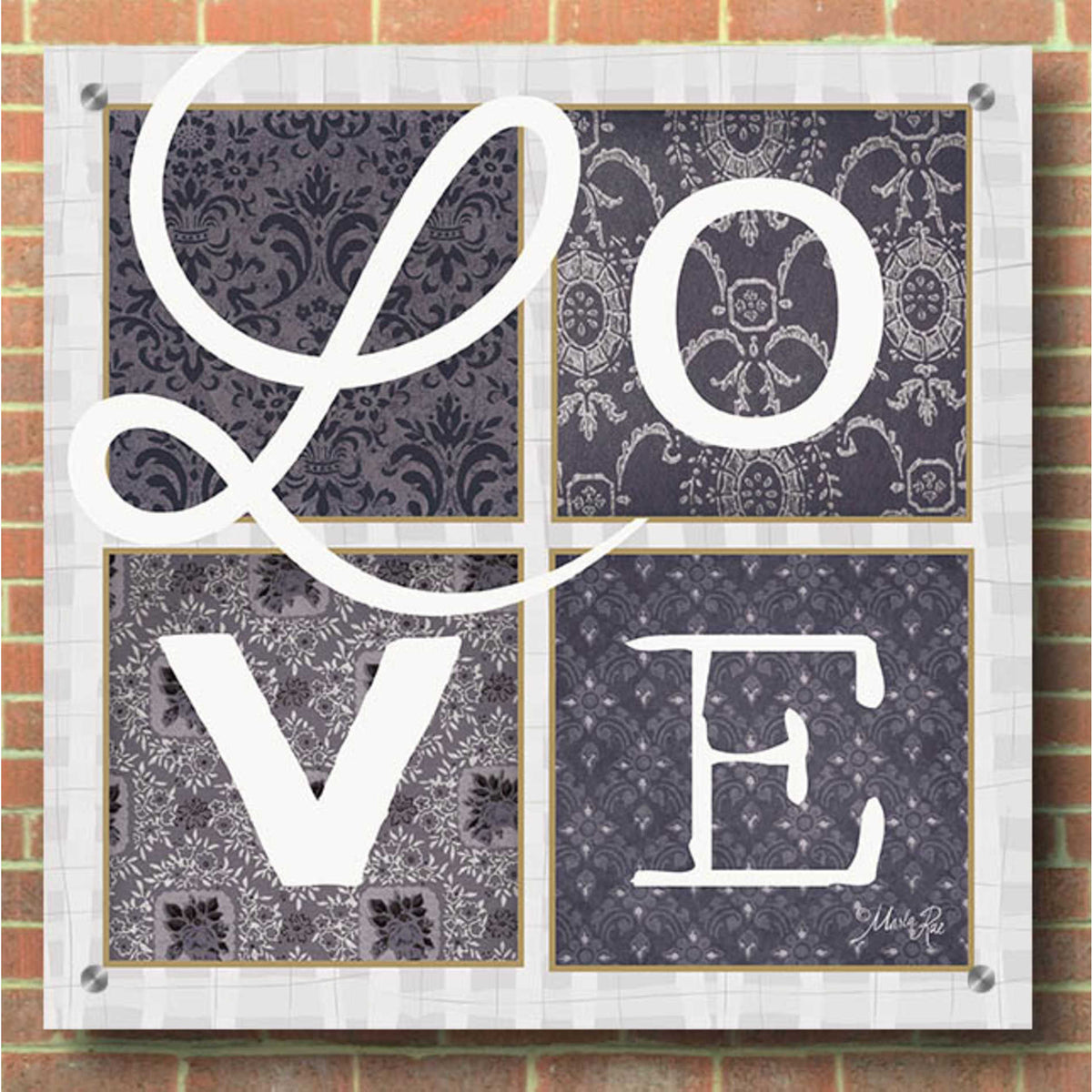 Epic Art 'LOVE Squared in Gray' by Marla Rae, Acrylic Glass Wall Art,36x36
