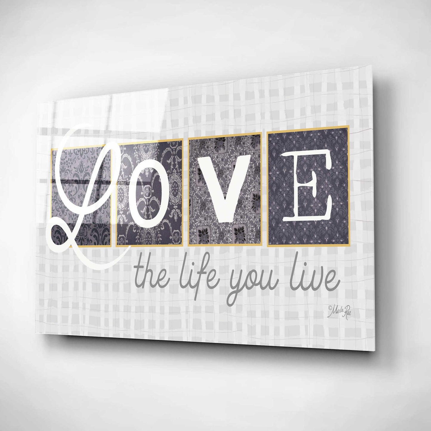 Epic Art 'Love the Life You Live in Gray' by Marla Rae, Acrylic Glass Wall Art,16x12