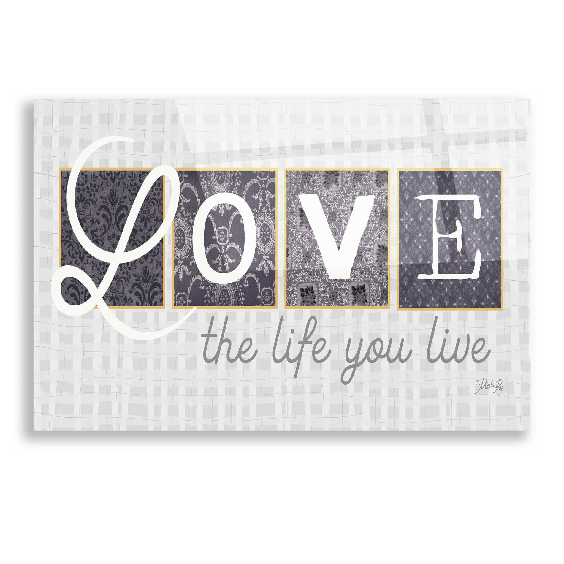 Epic Art 'Love the Life You Live in Gray' by Marla Rae, Acrylic Glass Wall Art,16x12