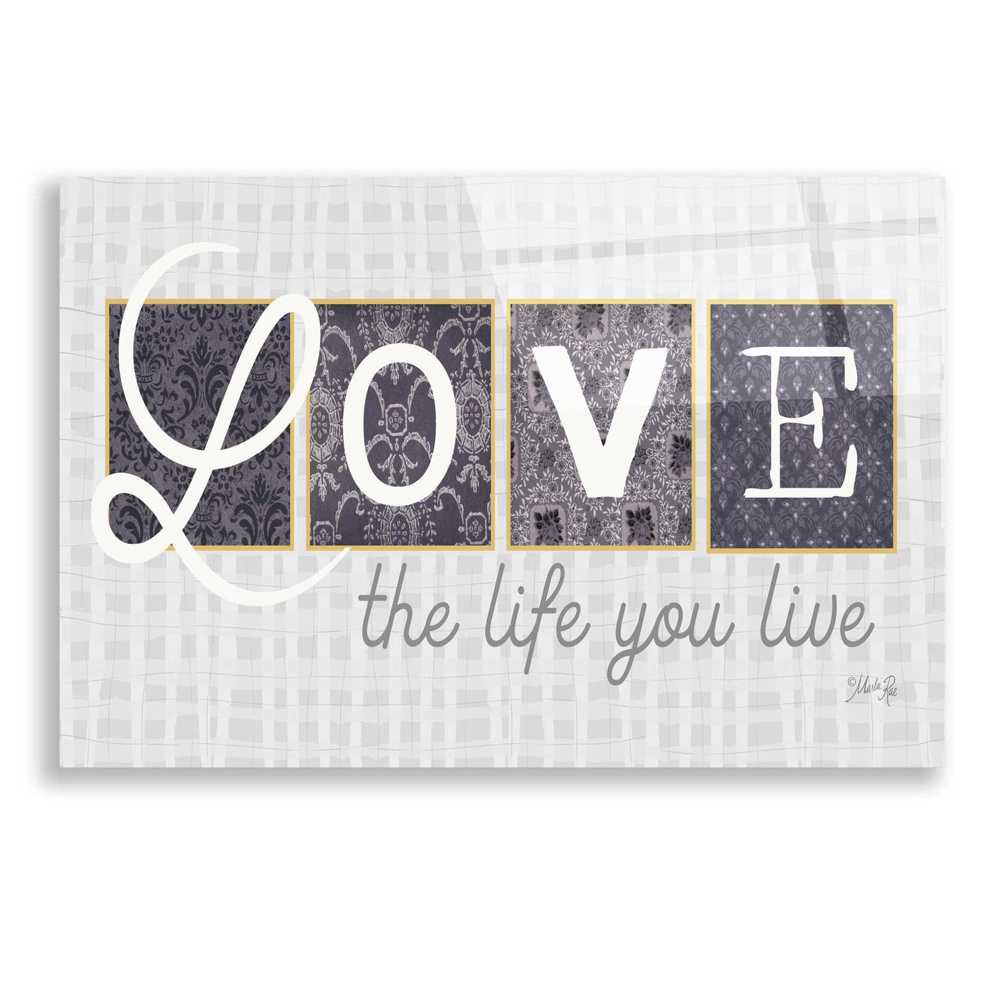 Epic Art 'Love the Life You Live in Gray' by Marla Rae, Acrylic Glass Wall Art,24x16