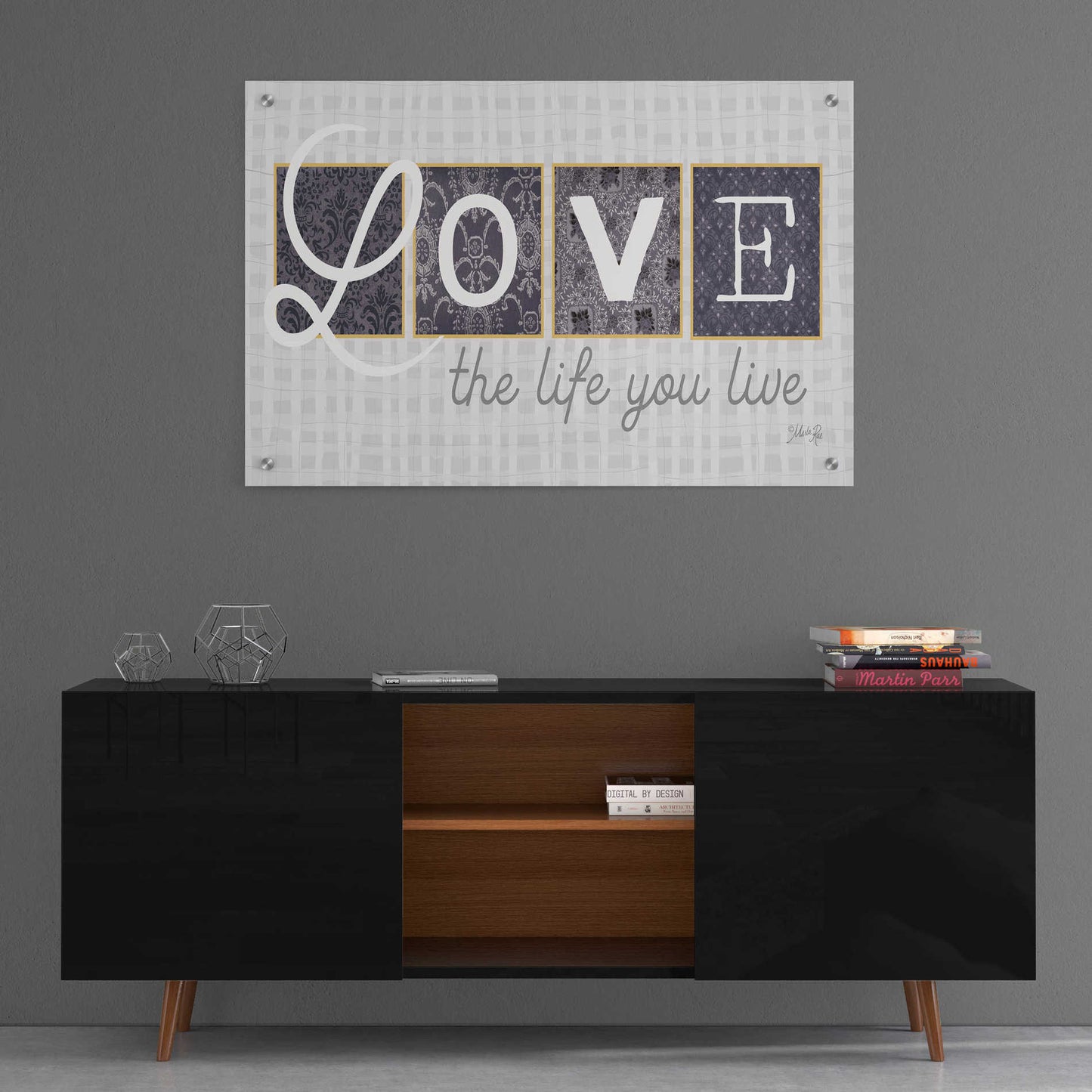 Epic Art 'Love the Life You Live in Gray' by Marla Rae, Acrylic Glass Wall Art,36x24