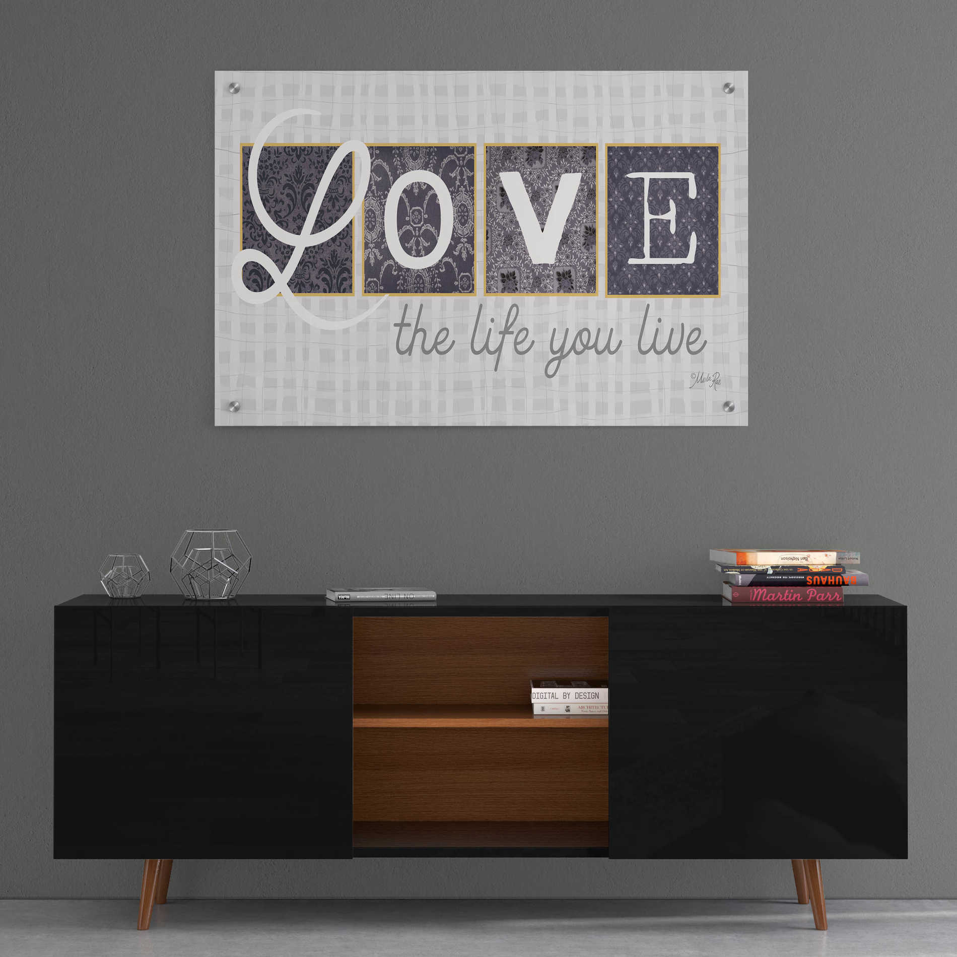 Epic Art 'Love the Life You Live in Gray' by Marla Rae, Acrylic Glass Wall Art,36x24