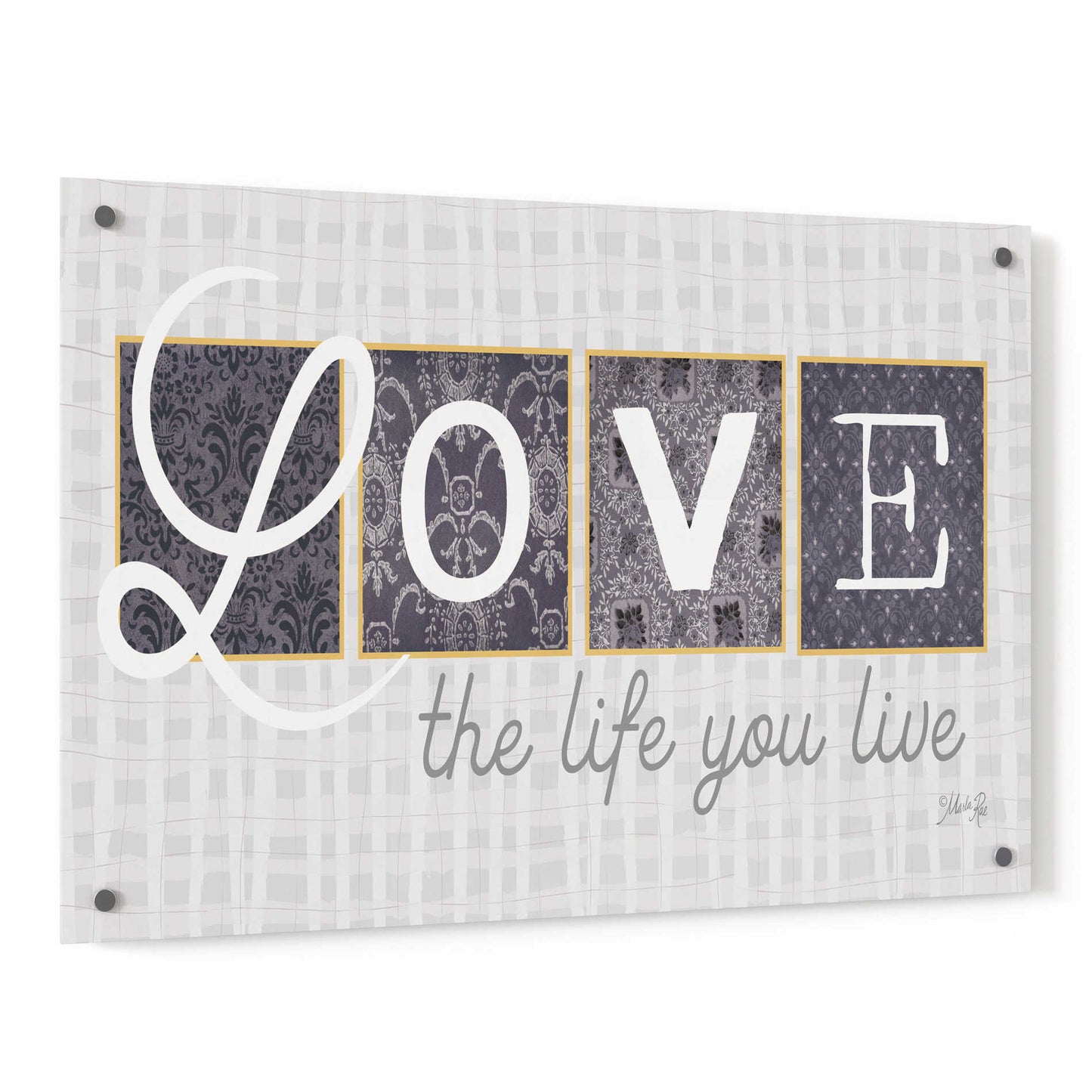 Epic Art 'Love the Life You Live in Gray' by Marla Rae, Acrylic Glass Wall Art,36x24