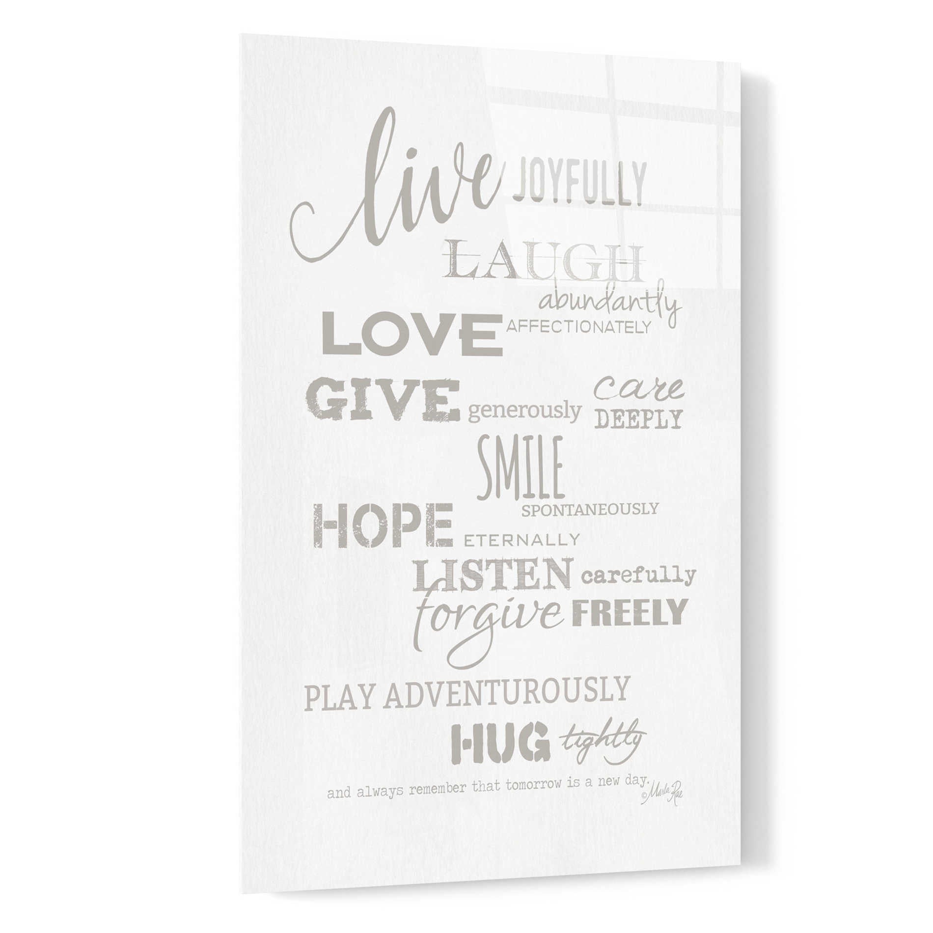 Epic Art 'Live Joyfully' by Marla Rae, Acrylic Glass Wall Art,16x24