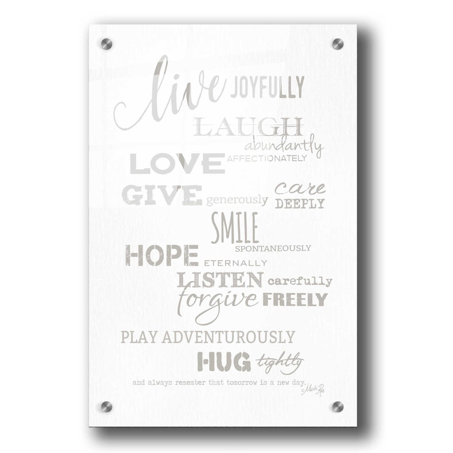 Epic Art 'Live Joyfully' by Marla Rae, Acrylic Glass Wall Art,24x36