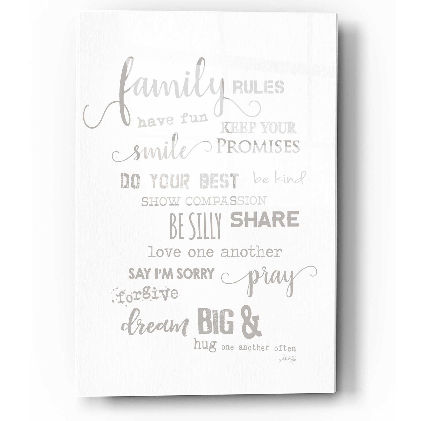 Epic Art 'Family Rules' by Marla Rae, Acrylic Glass Wall Art,12x16