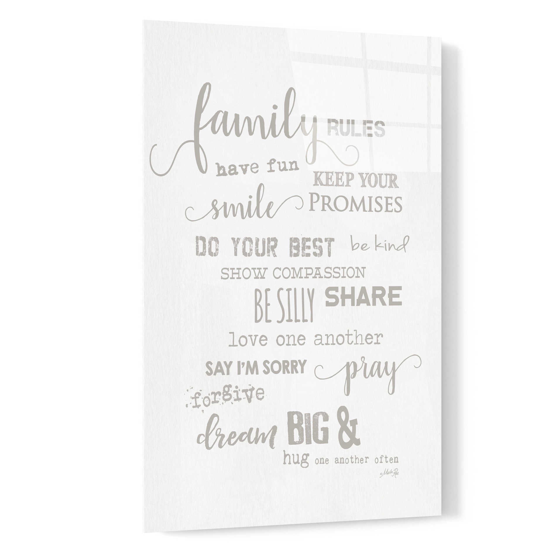 Epic Art 'Family Rules' by Marla Rae, Acrylic Glass Wall Art,16x24