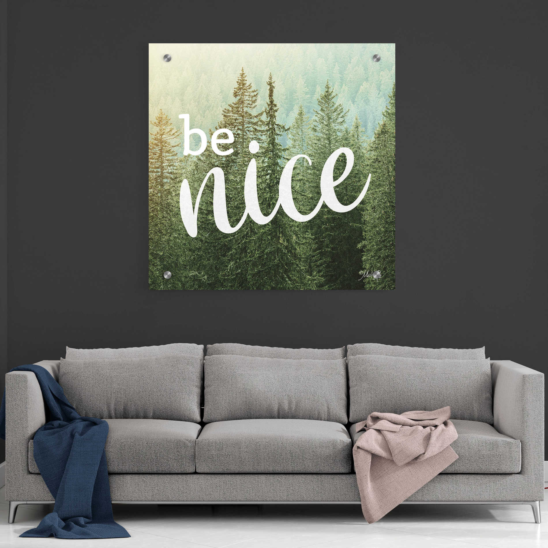 Epic Art 'Be Nice' by Marla Rae, Acrylic Glass Wall Art,36x36