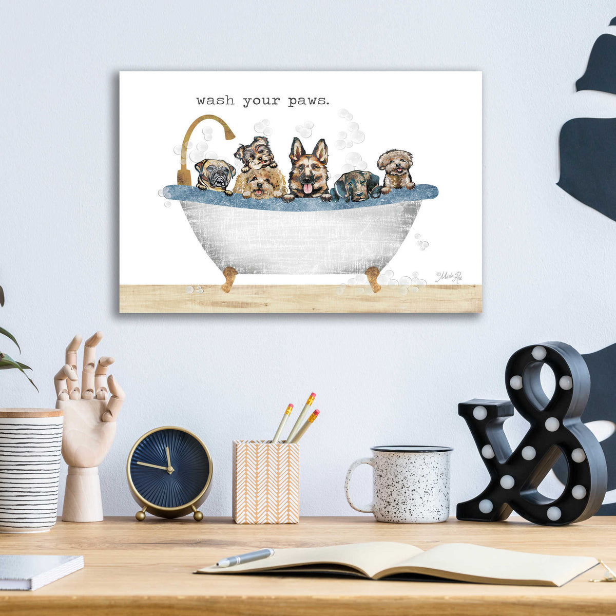 Epic Art 'Wash Your Paws' by Marla Rae, Acrylic Glass Wall Art,16x12