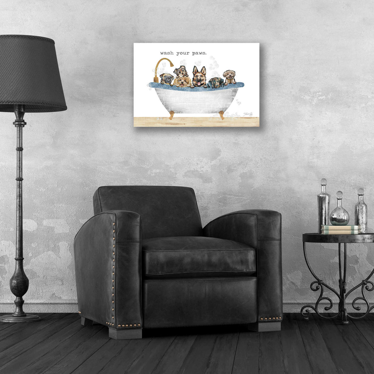 Epic Art 'Wash Your Paws' by Marla Rae, Acrylic Glass Wall Art,24x16