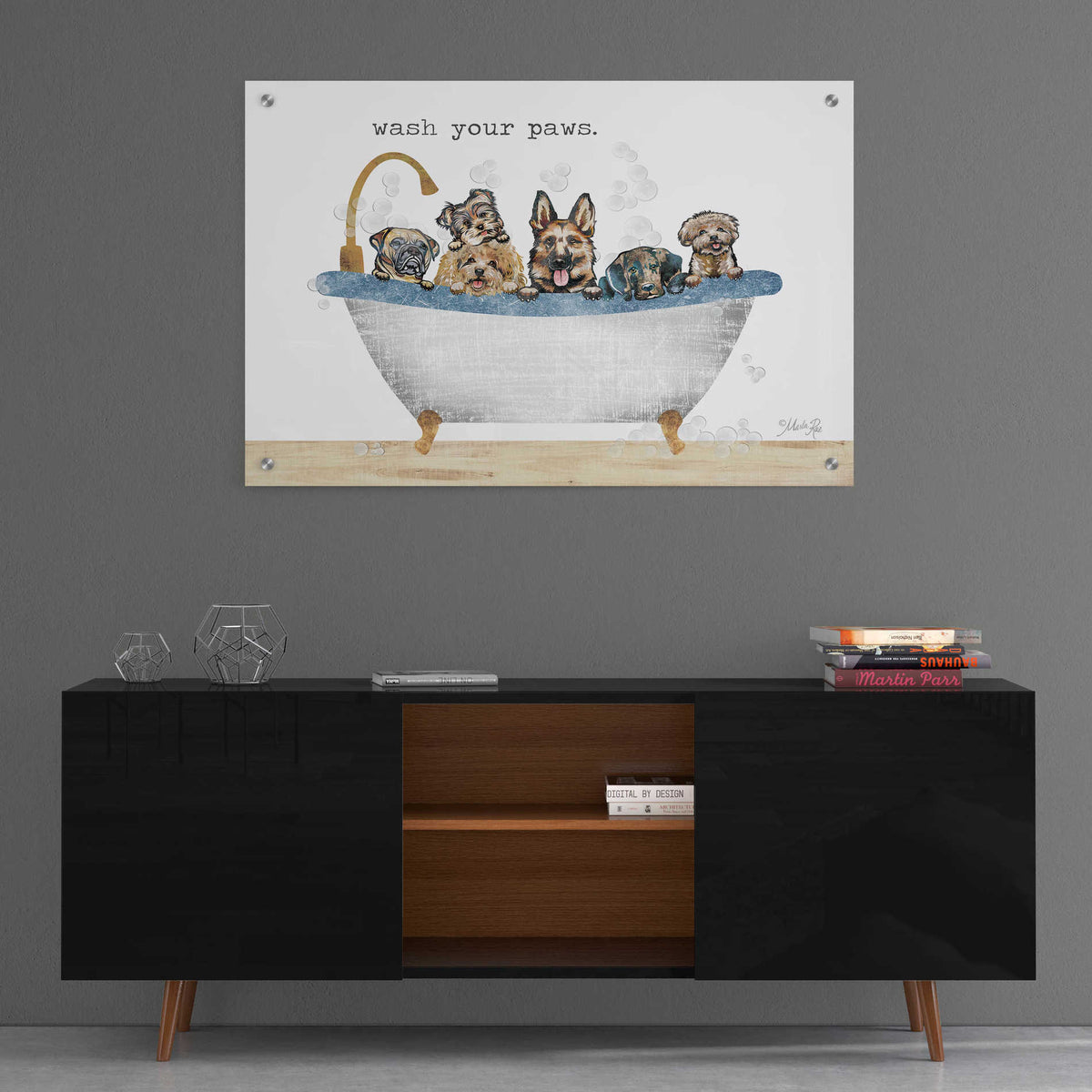 Epic Art 'Wash Your Paws' by Marla Rae, Acrylic Glass Wall Art,36x24