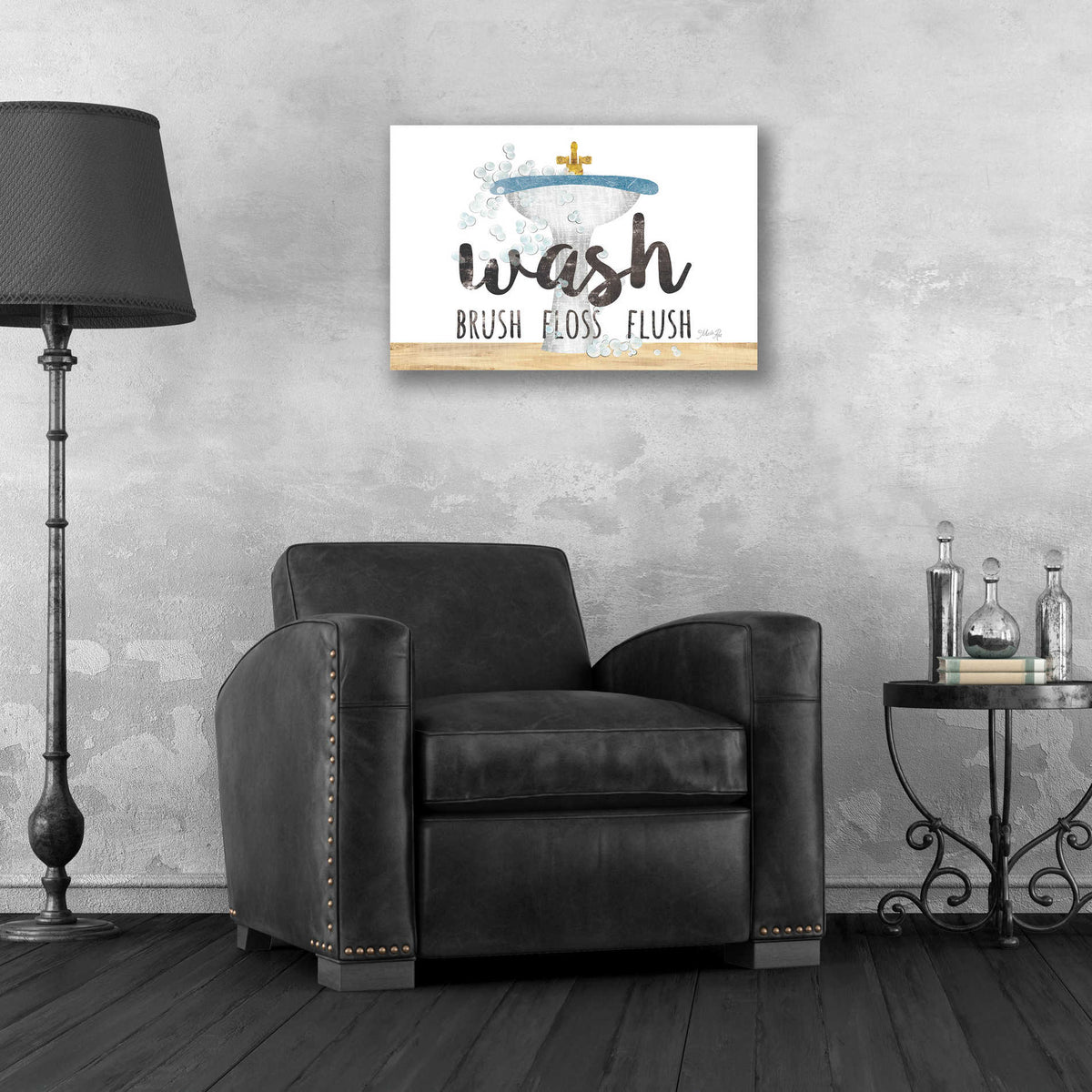 Epic Art 'Wash - Brush - Floss - Flush' by Marla Rae, Acrylic Glass Wall Art,24x16