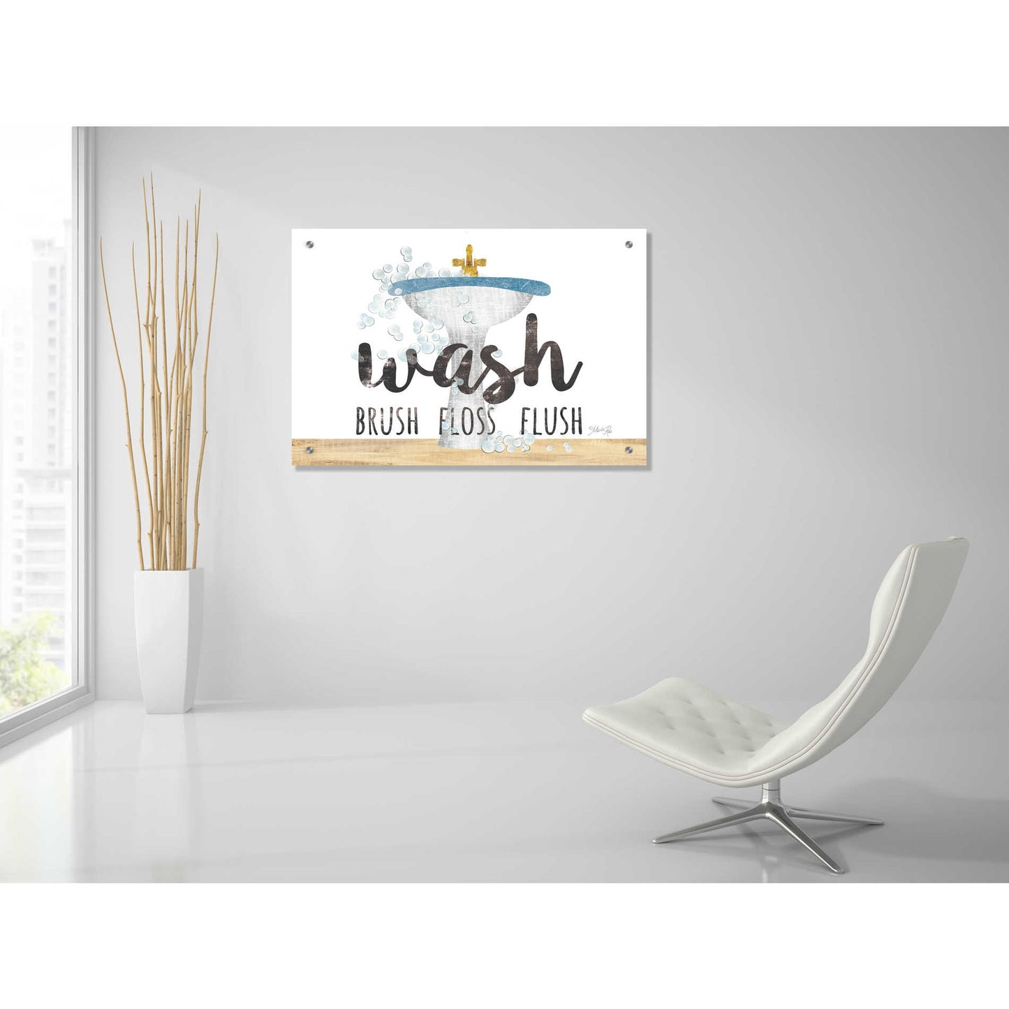 Epic Art 'Wash - Brush - Floss - Flush' by Marla Rae, Acrylic Glass Wall Art,36x24