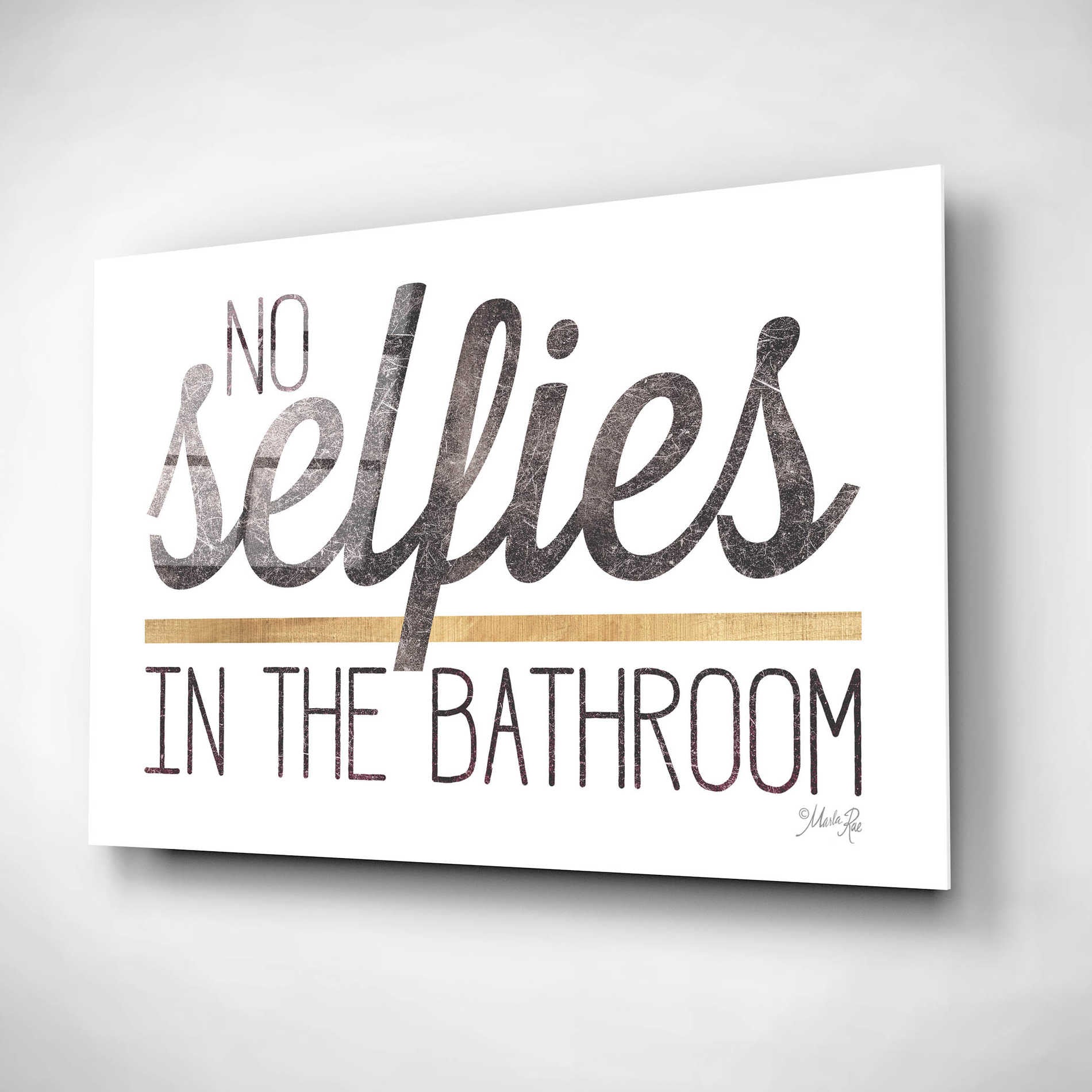 Epic Art 'No Selfies in the Bathroom' by Marla Rae, Acrylic Glass Wall Art,24x16