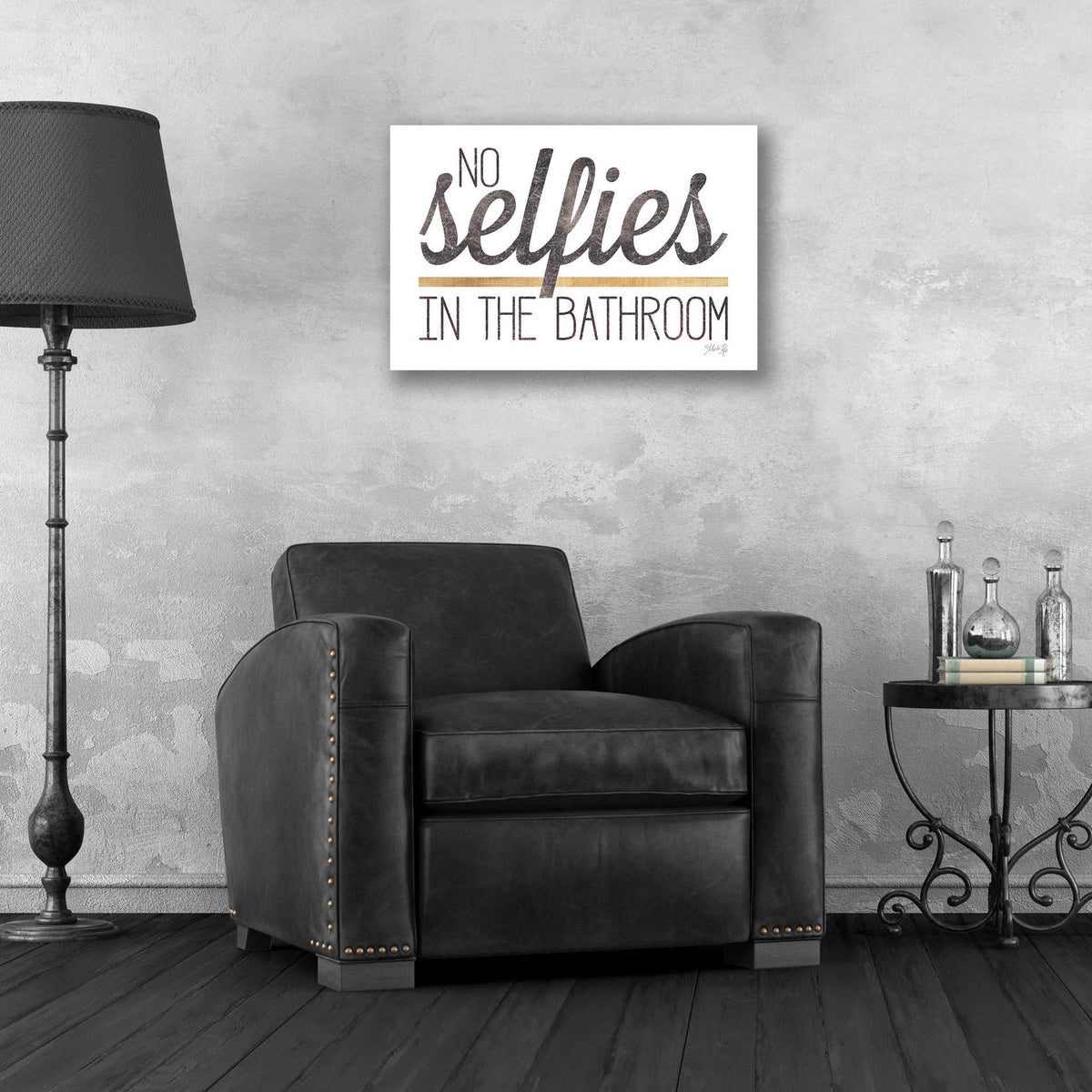 Epic Art 'No Selfies in the Bathroom' by Marla Rae, Acrylic Glass Wall Art,24x16