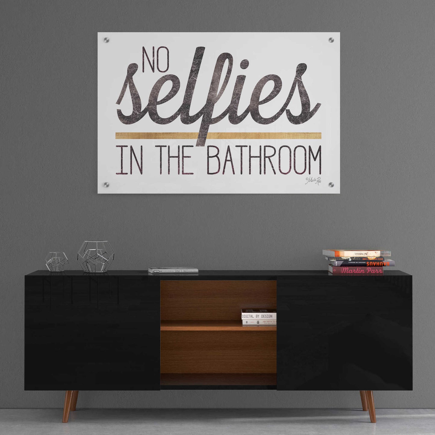 Epic Art 'No Selfies in the Bathroom' by Marla Rae, Acrylic Glass Wall Art,36x24