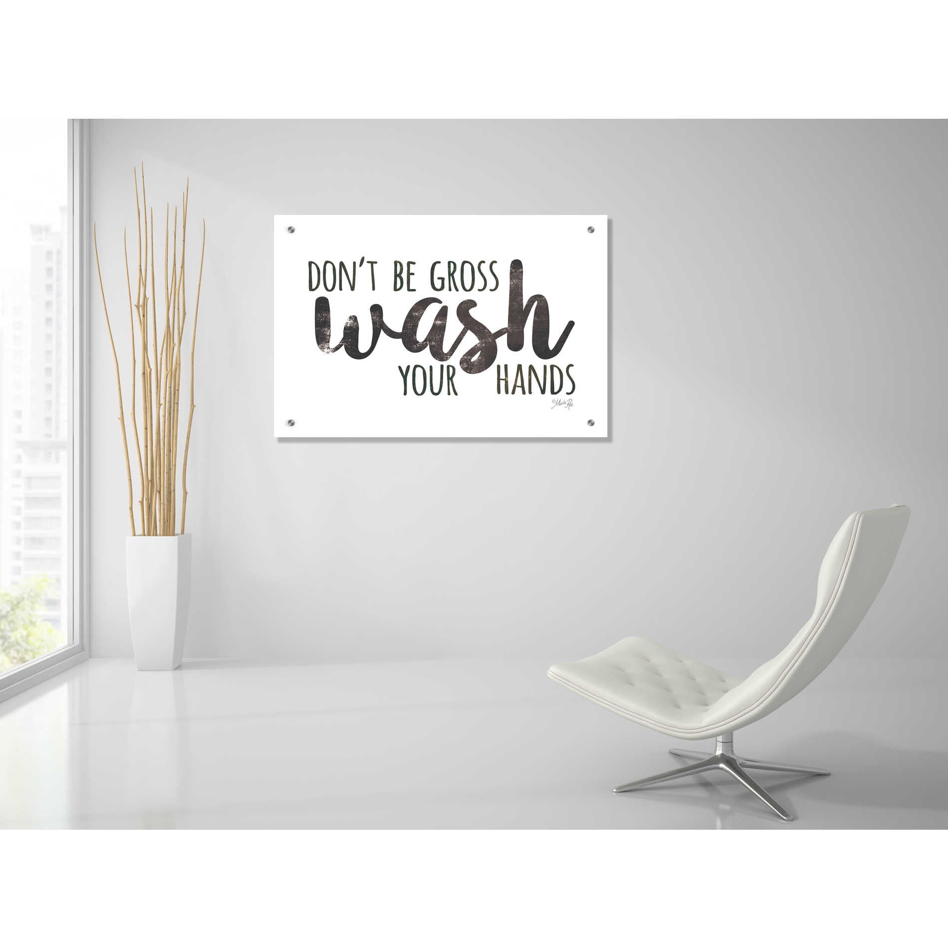 Epic Art 'Don't Be Gross - Wash Your Hands Sign' by Marla Rae, Acrylic Glass Wall Art,36x24