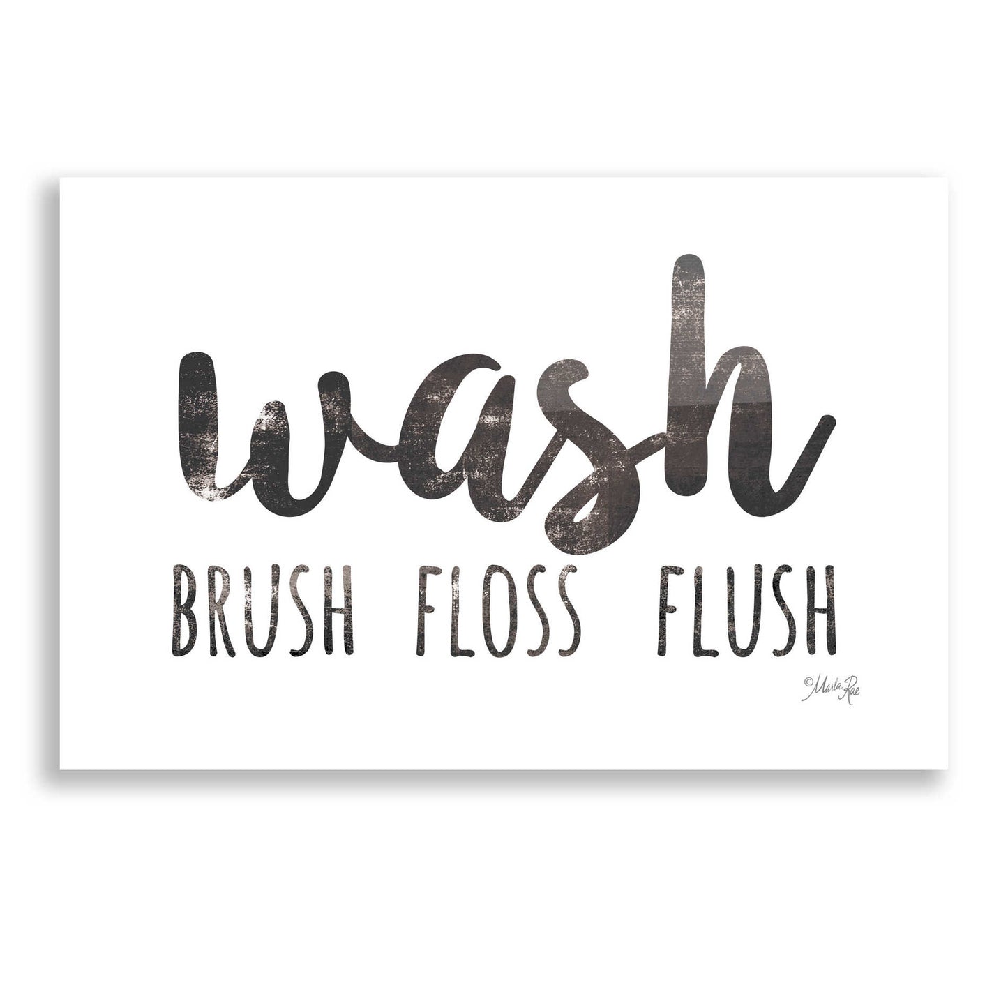 Epic Art 'Wash - Brush - Floss - Flush Sign' by Marla Rae, Acrylic Glass Wall Art,24x16