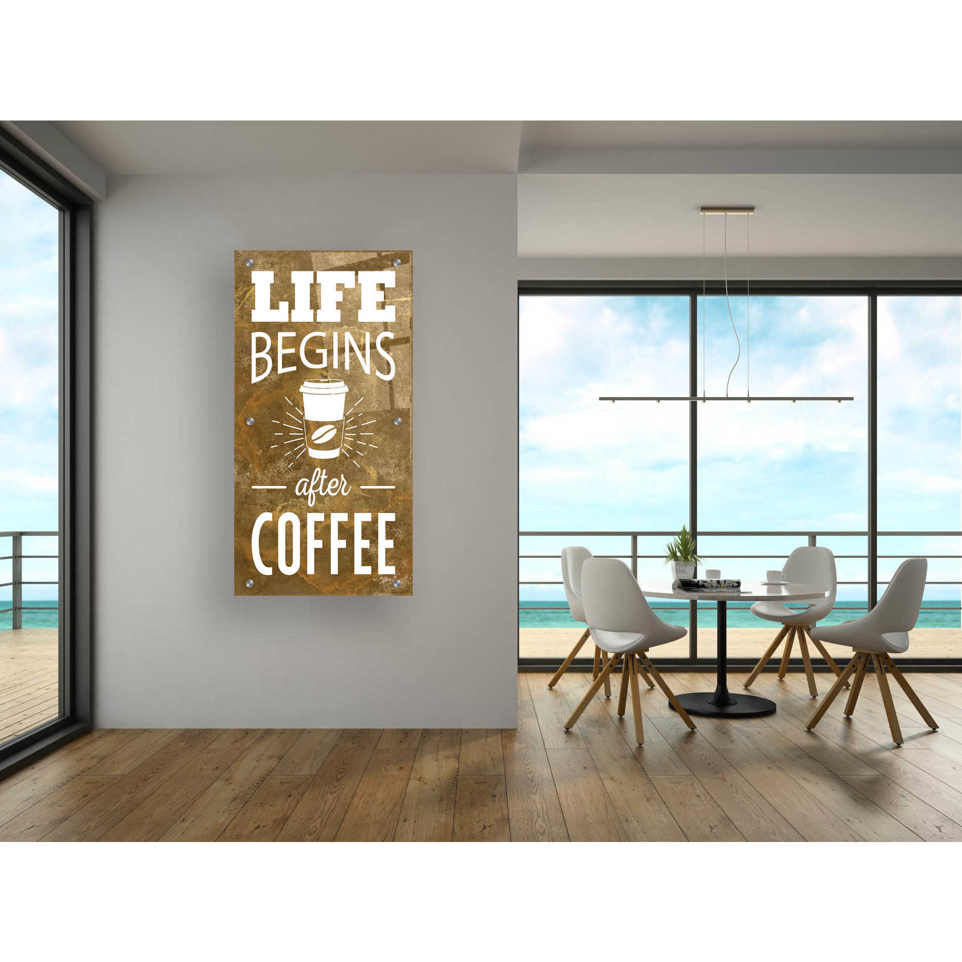 Epic Art 'Life Begins After Coffee' by Marla Rae, Acrylic Glass Wall Art,24x48