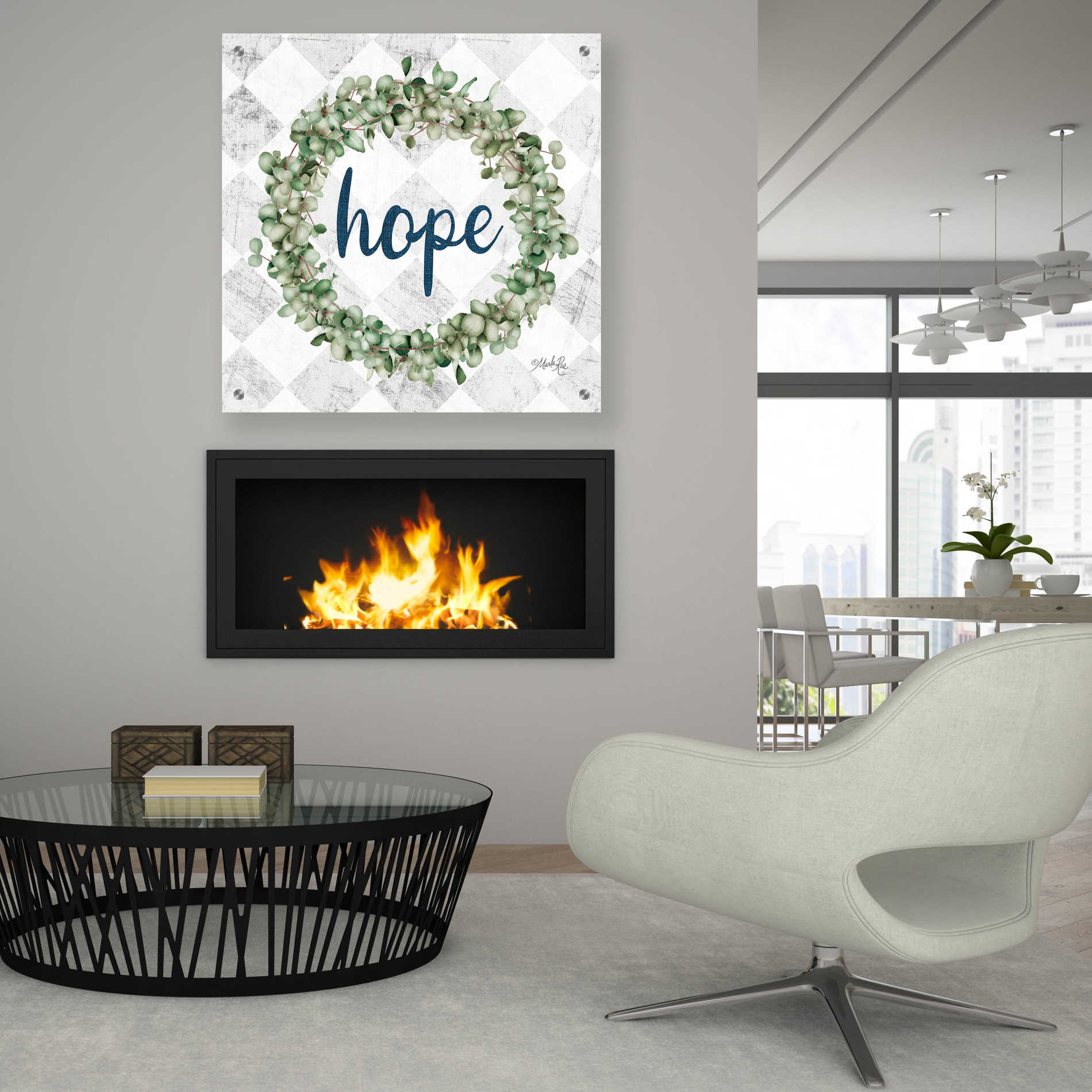 Epic Art 'Hope Eucalyptus Wreath' by Marla Rae, Acrylic Glass Wall Art,36x36