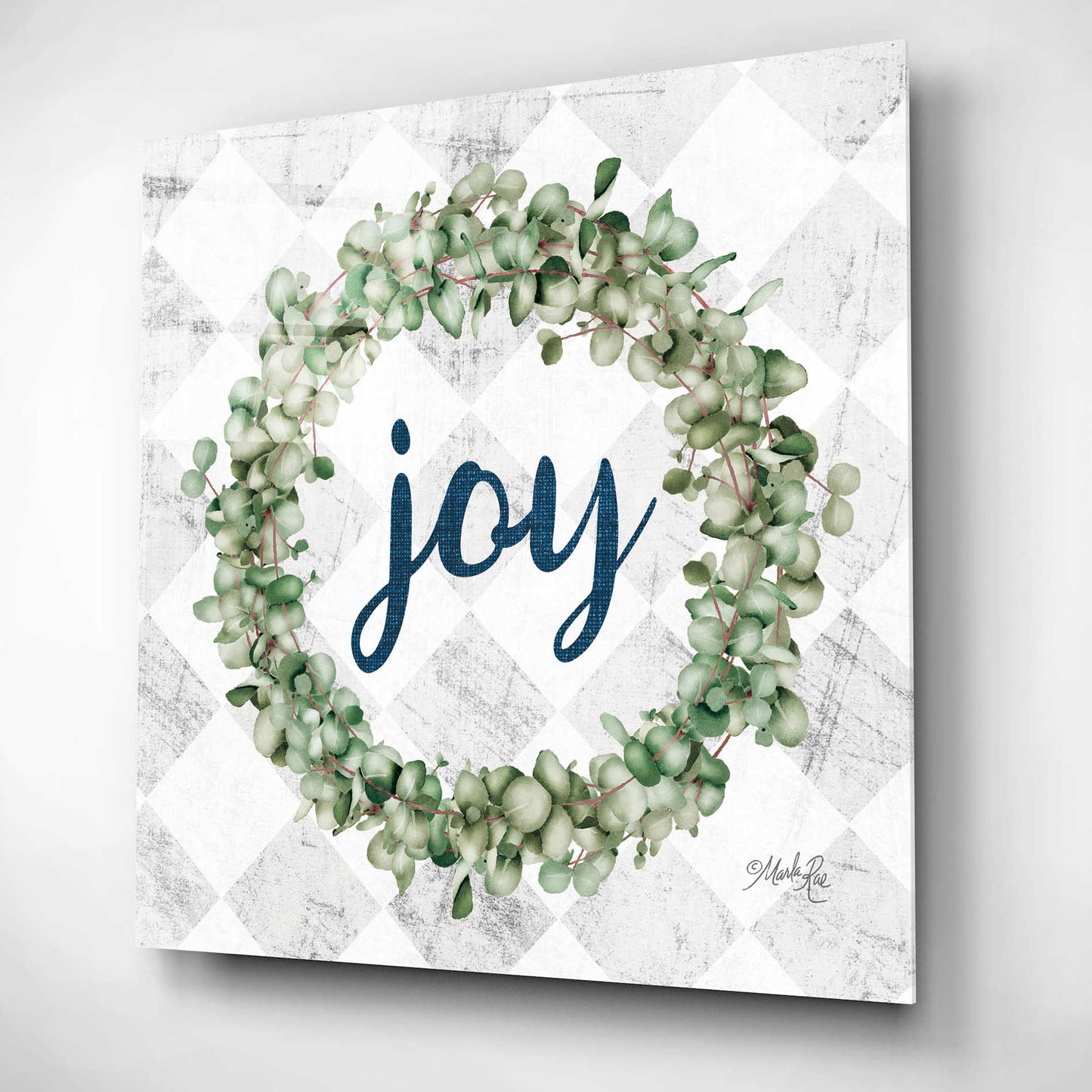 Epic Art 'Joy Eucalyptus Wreath' by Marla Rae, Acrylic Glass Wall Art,12x12