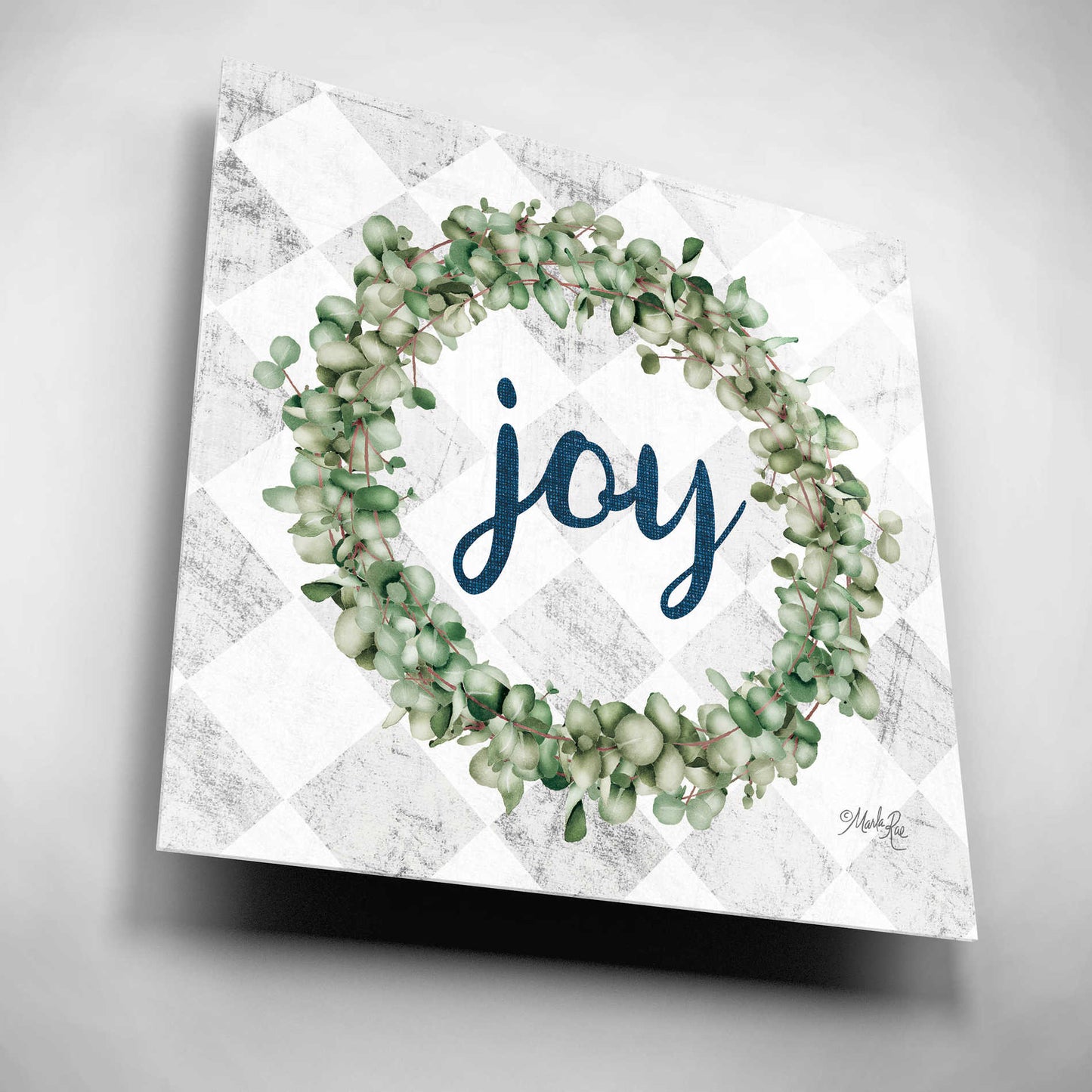 Epic Art 'Joy Eucalyptus Wreath' by Marla Rae, Acrylic Glass Wall Art,12x12