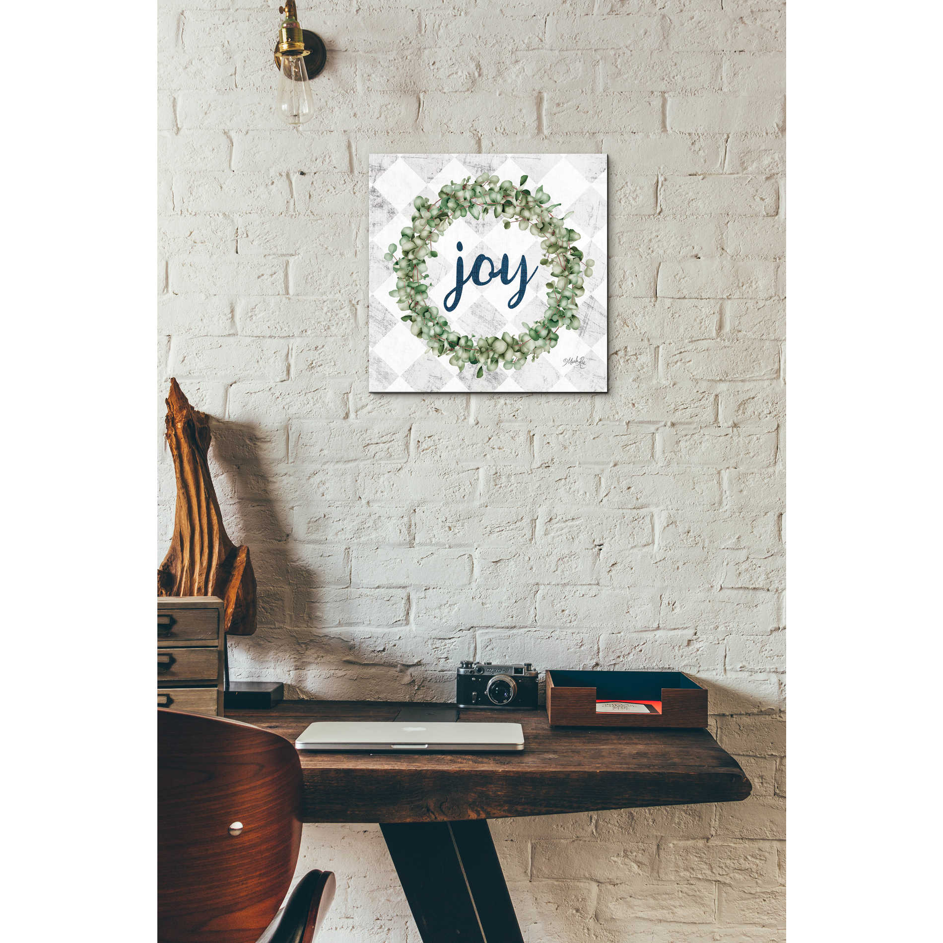 Epic Art 'Joy Eucalyptus Wreath' by Marla Rae, Acrylic Glass Wall Art,12x12