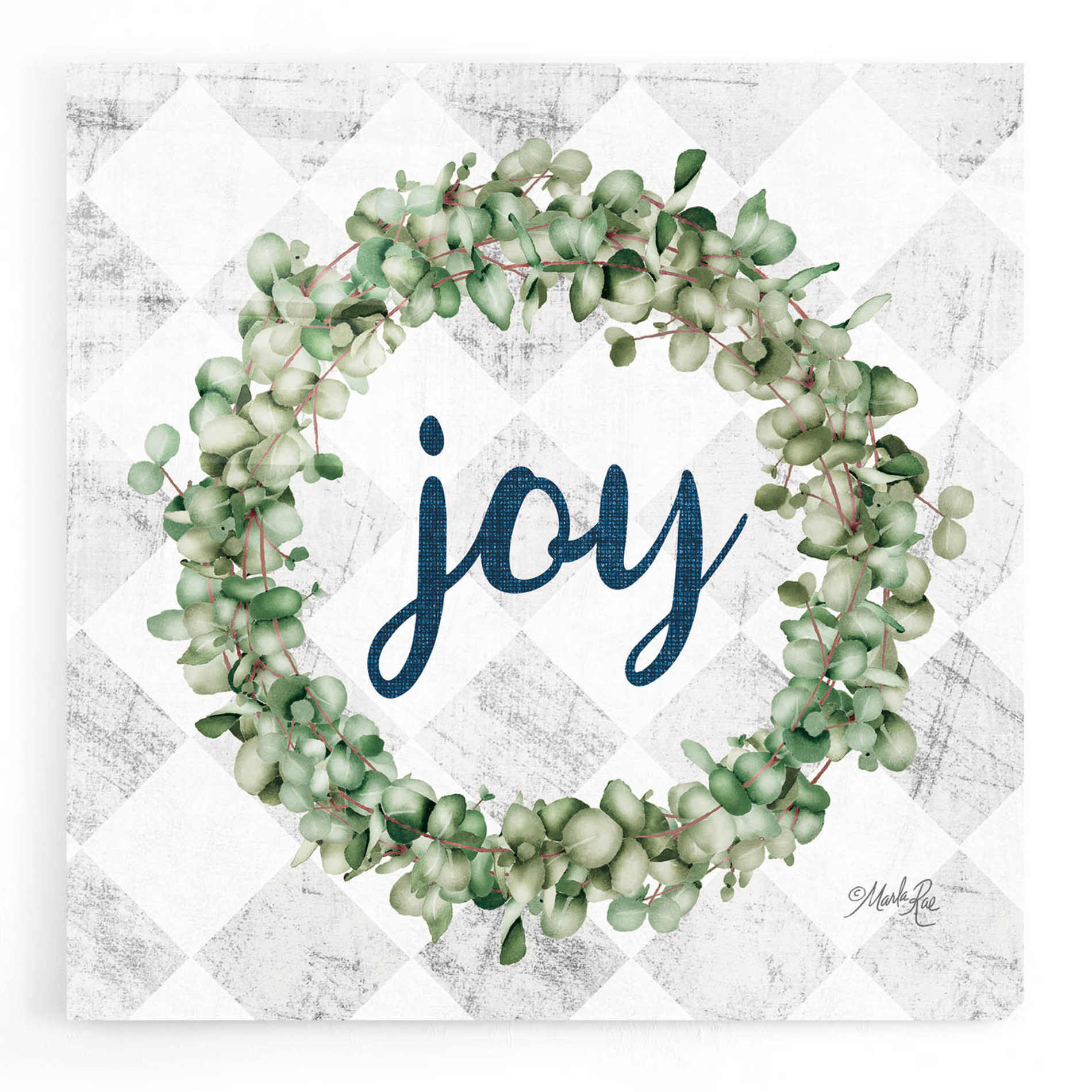 Epic Art 'Joy Eucalyptus Wreath' by Marla Rae, Acrylic Glass Wall Art,12x12