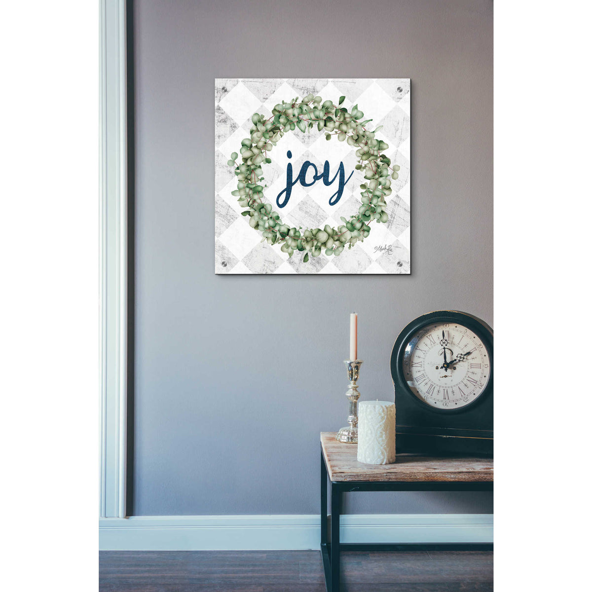 Epic Art 'Joy Eucalyptus Wreath' by Marla Rae, Acrylic Glass Wall Art,24x24