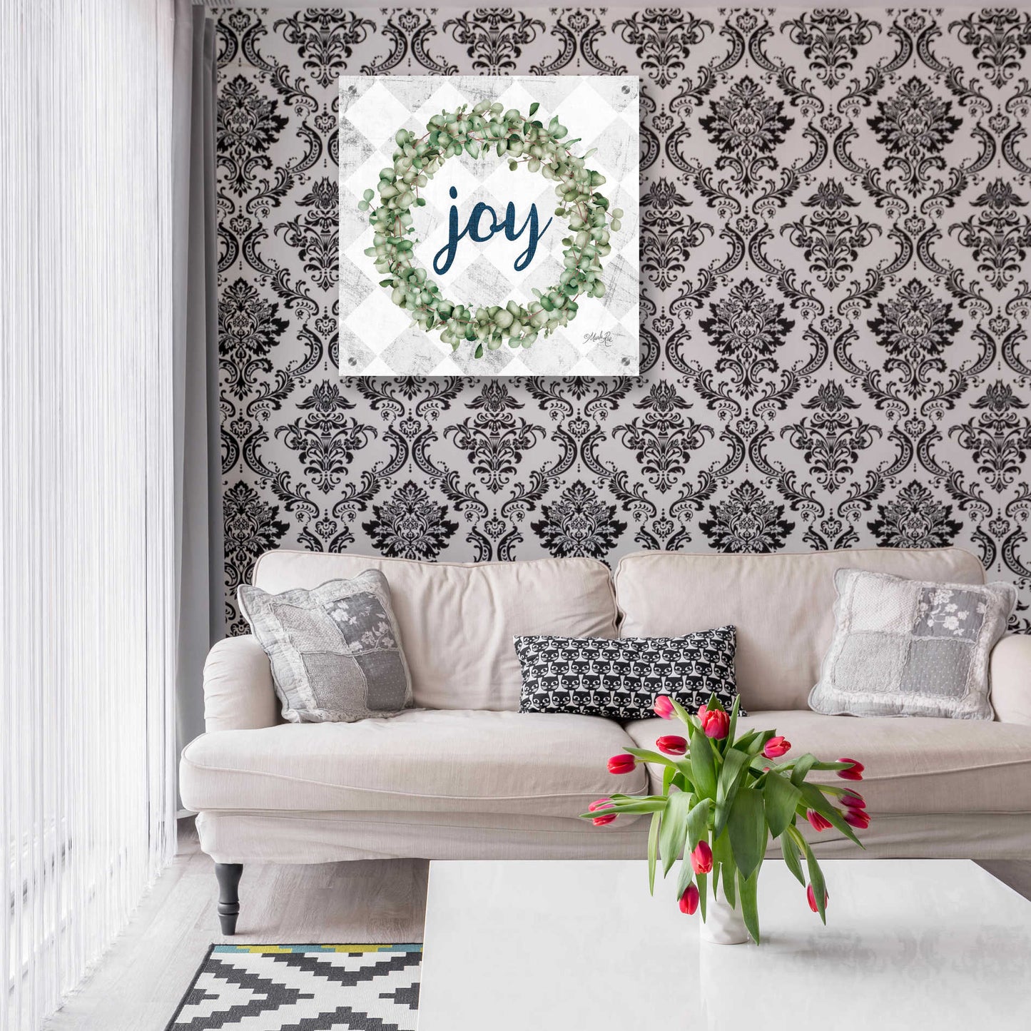 Epic Art 'Joy Eucalyptus Wreath' by Marla Rae, Acrylic Glass Wall Art,24x24