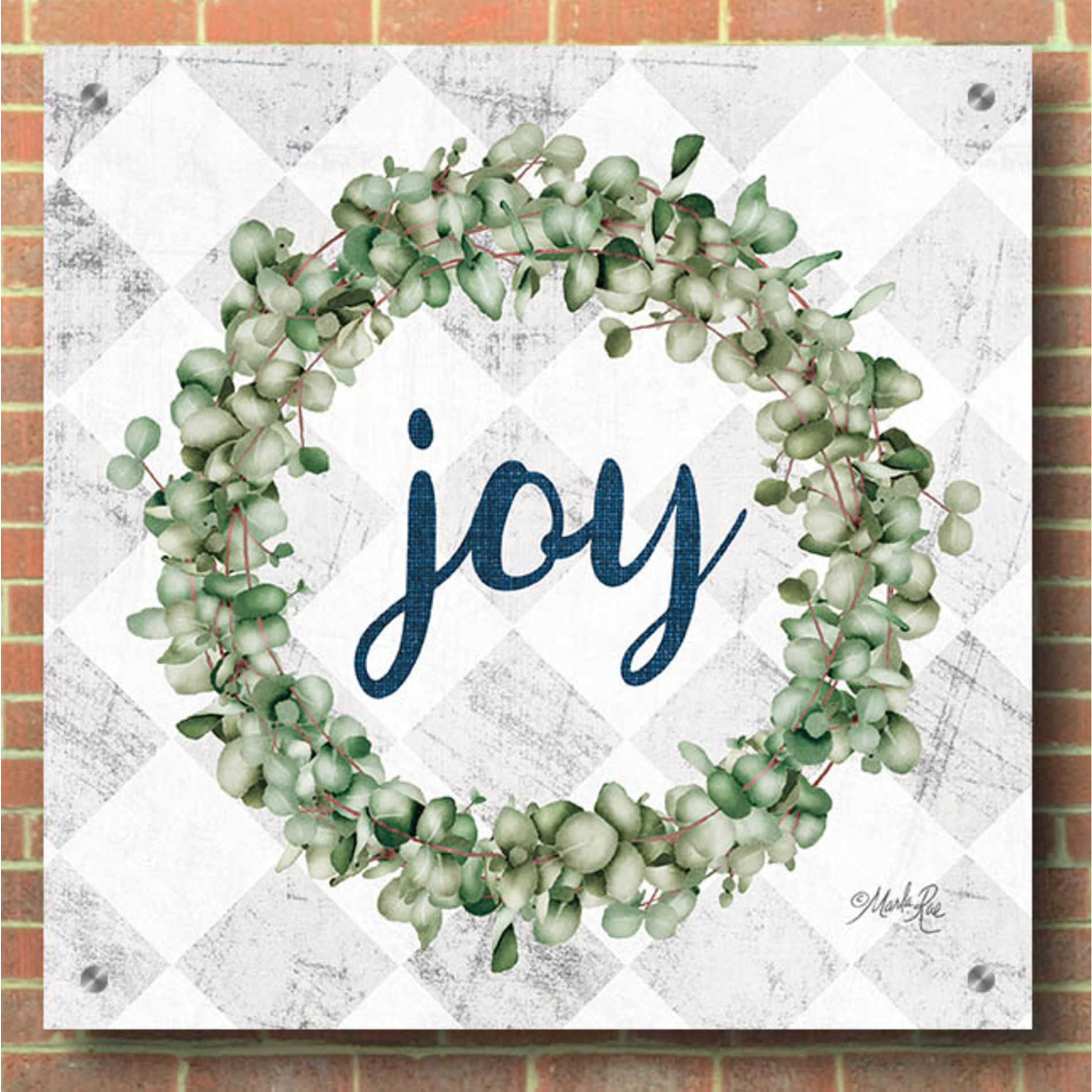 Epic Art 'Joy Eucalyptus Wreath' by Marla Rae, Acrylic Glass Wall Art,36x36