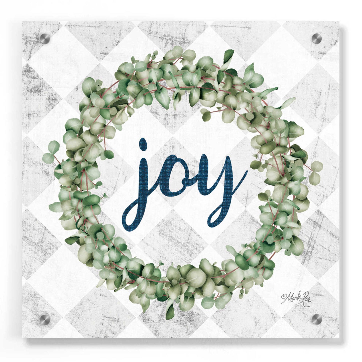 Epic Art 'Joy Eucalyptus Wreath' by Marla Rae, Acrylic Glass Wall Art,36x36