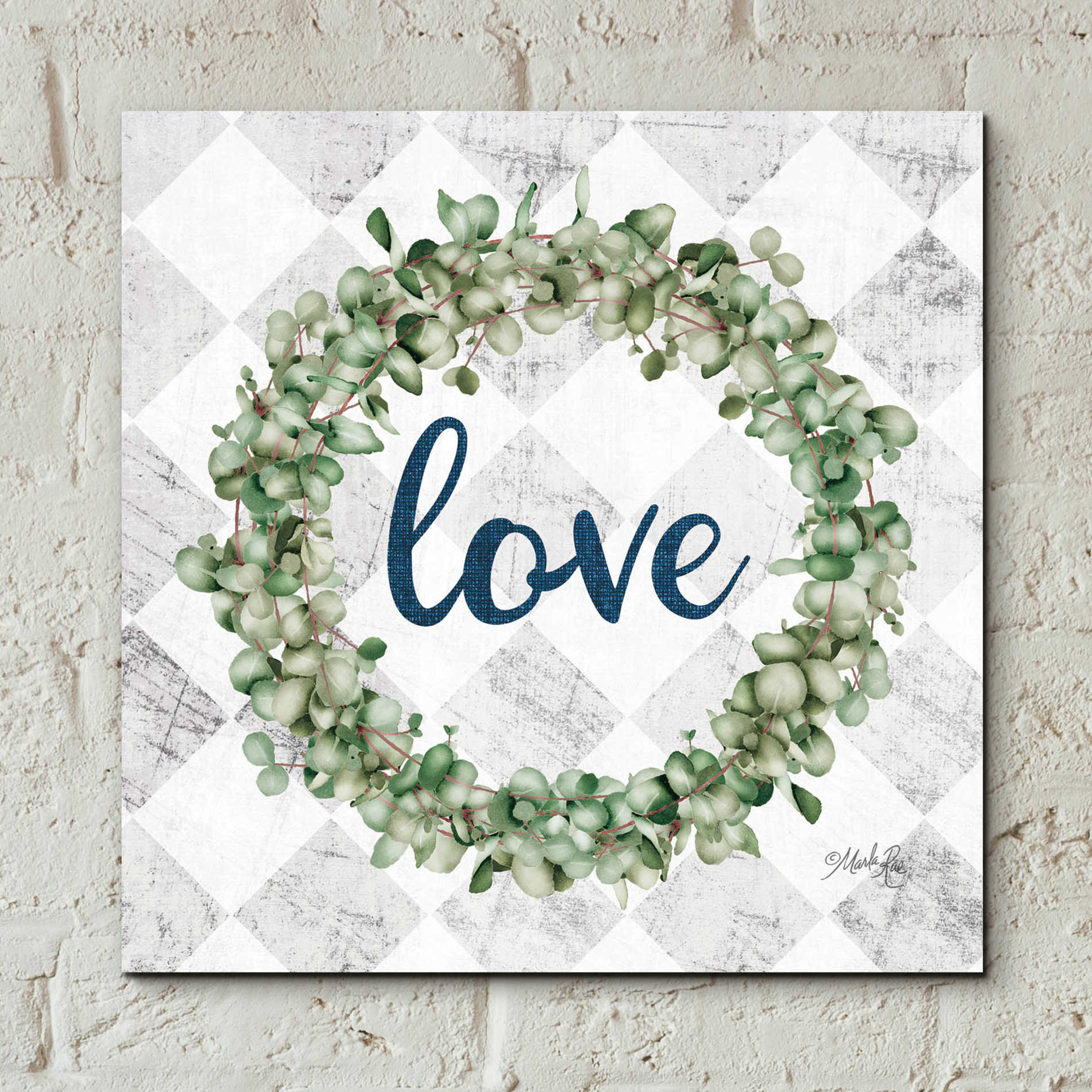 Epic Art 'Love Eucalyptus Wreath' by Marla Rae, Acrylic Glass Wall Art,12x12