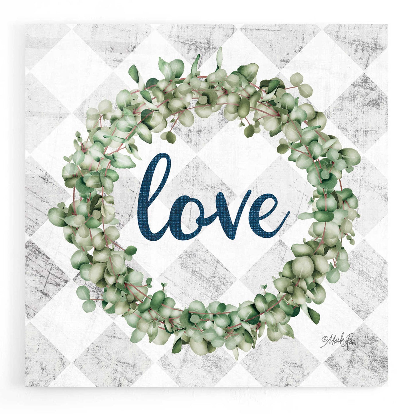 Epic Art 'Love Eucalyptus Wreath' by Marla Rae, Acrylic Glass Wall Art,12x12