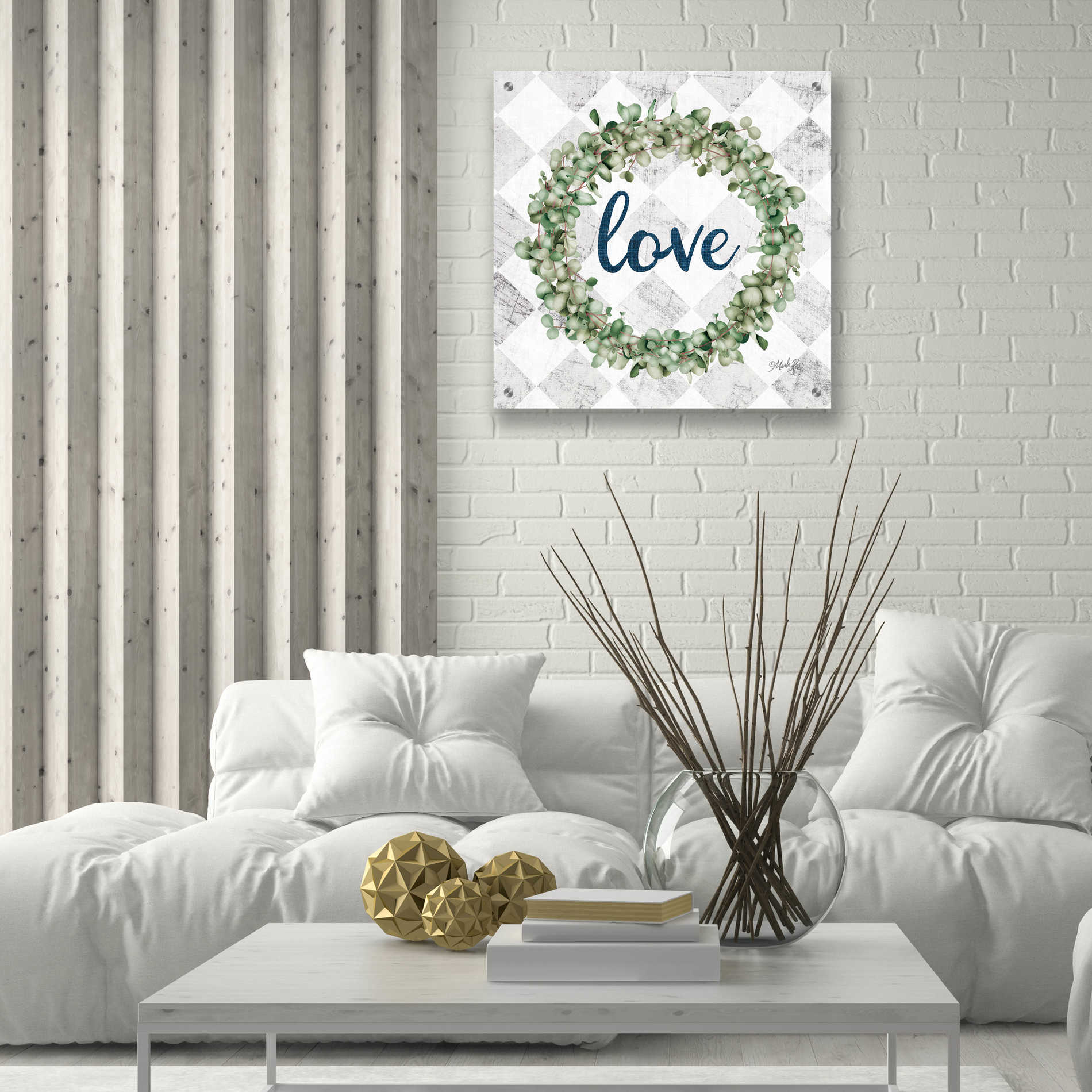 Epic Art 'Love Eucalyptus Wreath' by Marla Rae, Acrylic Glass Wall Art,24x24