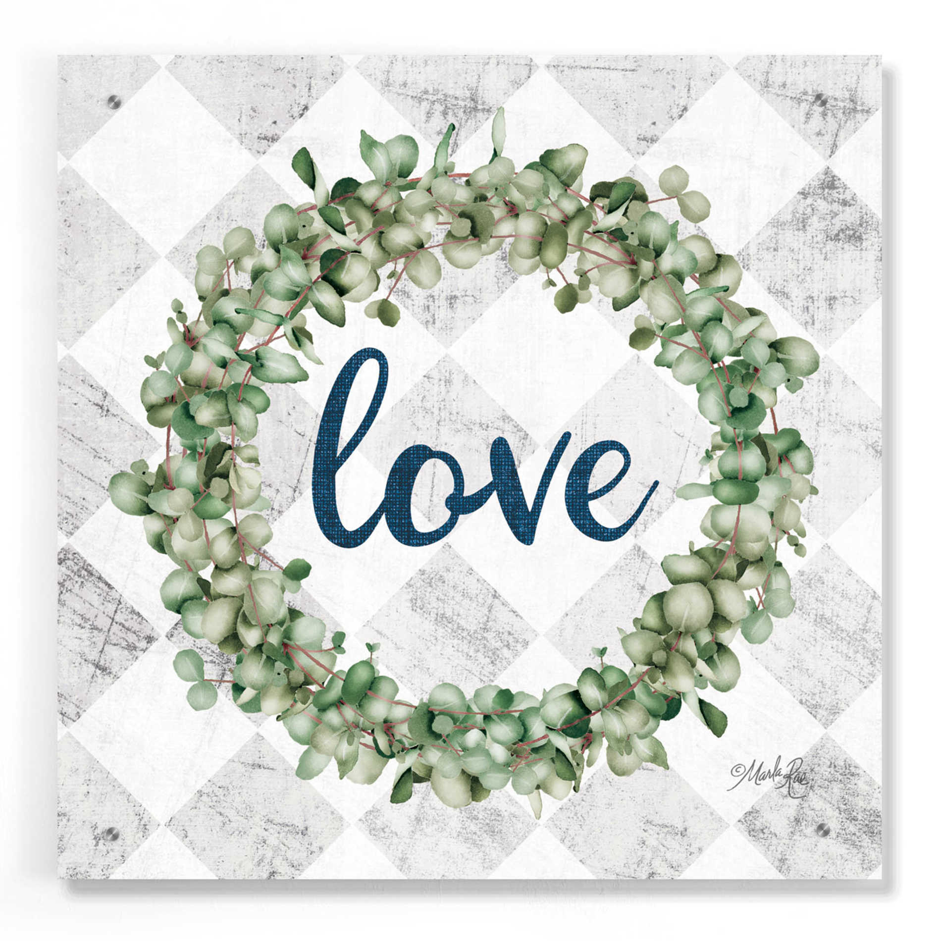 Epic Art 'Love Eucalyptus Wreath' by Marla Rae, Acrylic Glass Wall Art,24x24