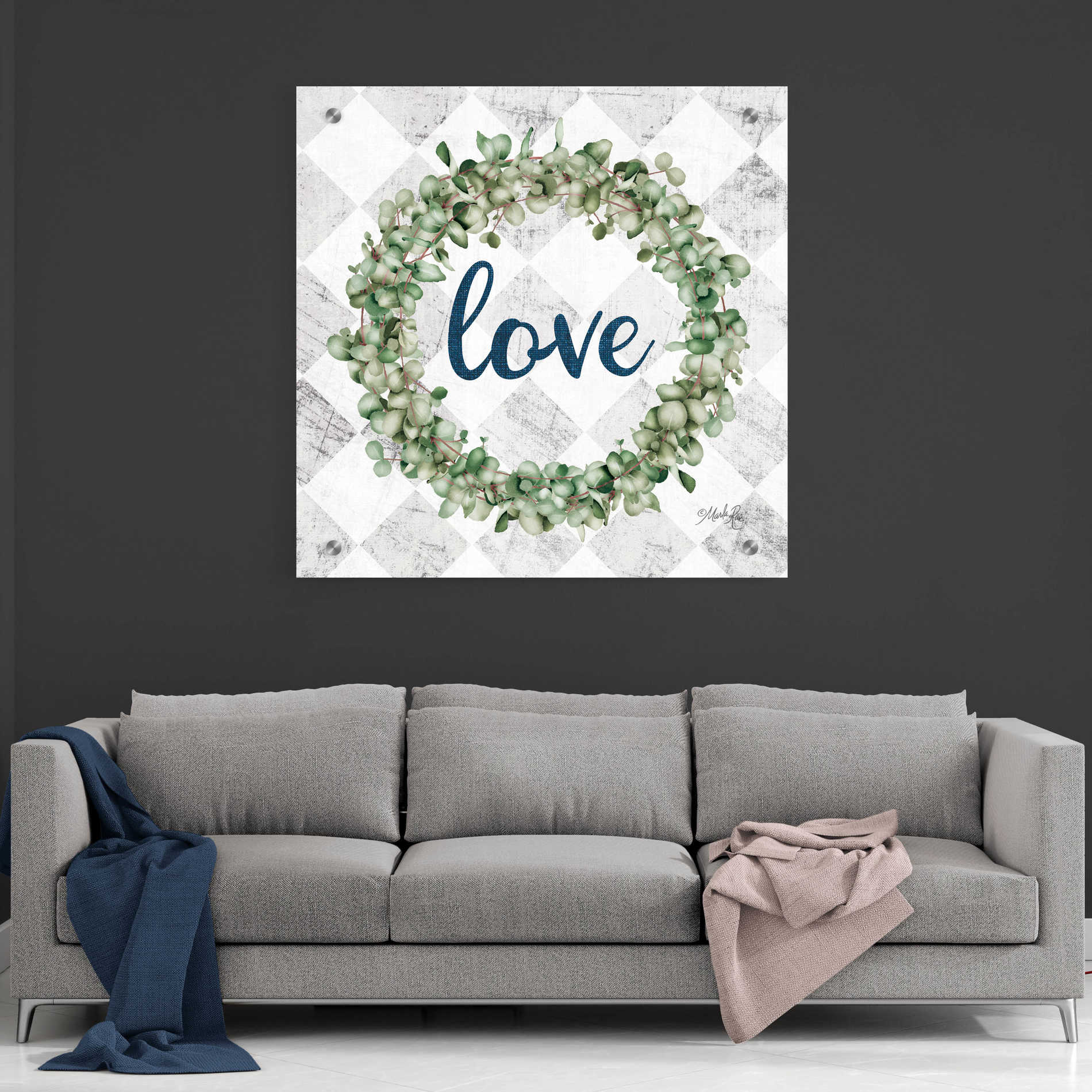 Epic Art 'Love Eucalyptus Wreath' by Marla Rae, Acrylic Glass Wall Art,36x36