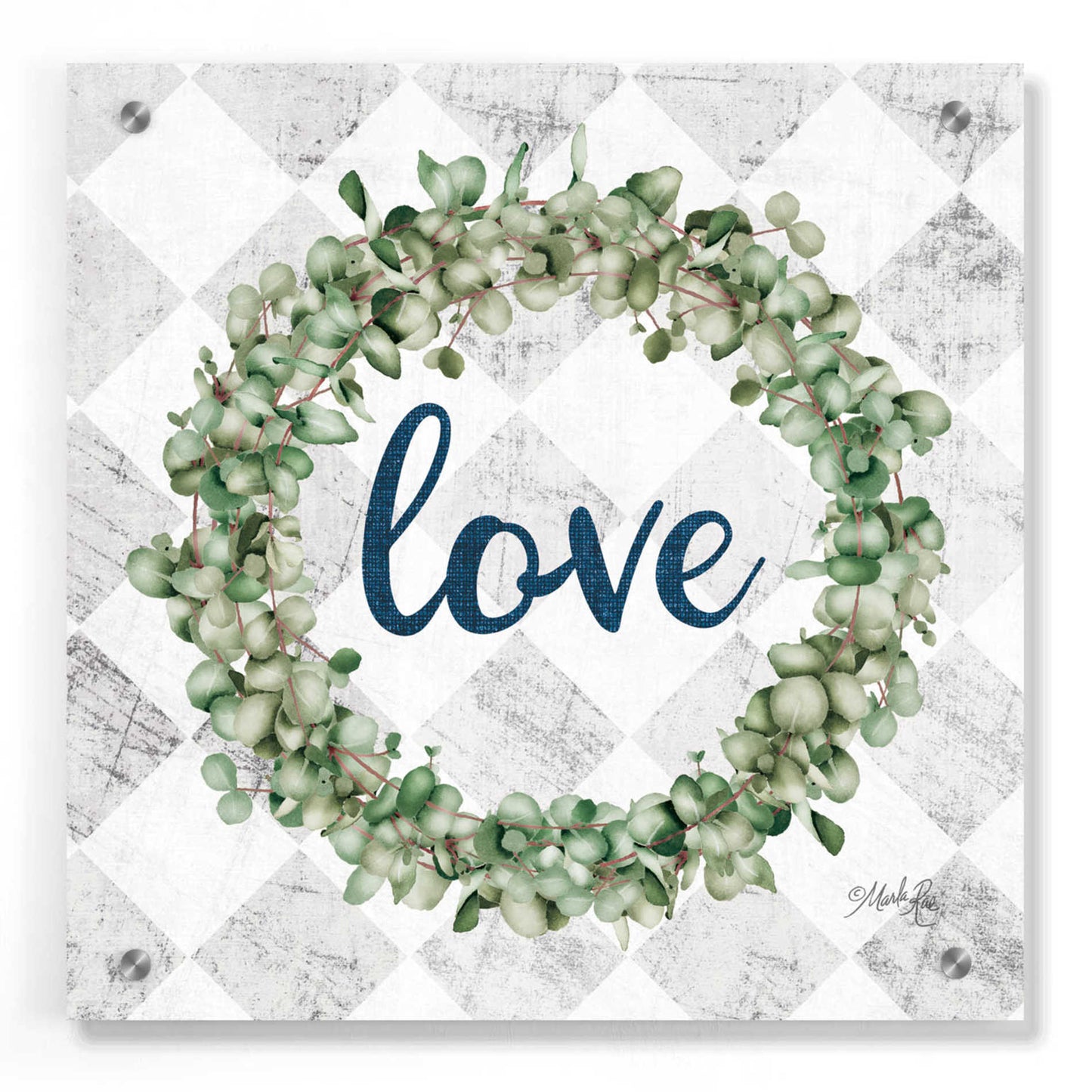 Epic Art 'Love Eucalyptus Wreath' by Marla Rae, Acrylic Glass Wall Art,36x36