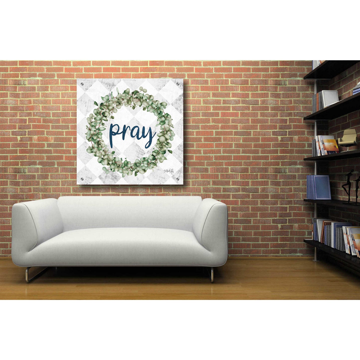 Epic Art 'Pray Eucalyptus Wreath' by Marla Rae, Acrylic Glass Wall Art,36x36