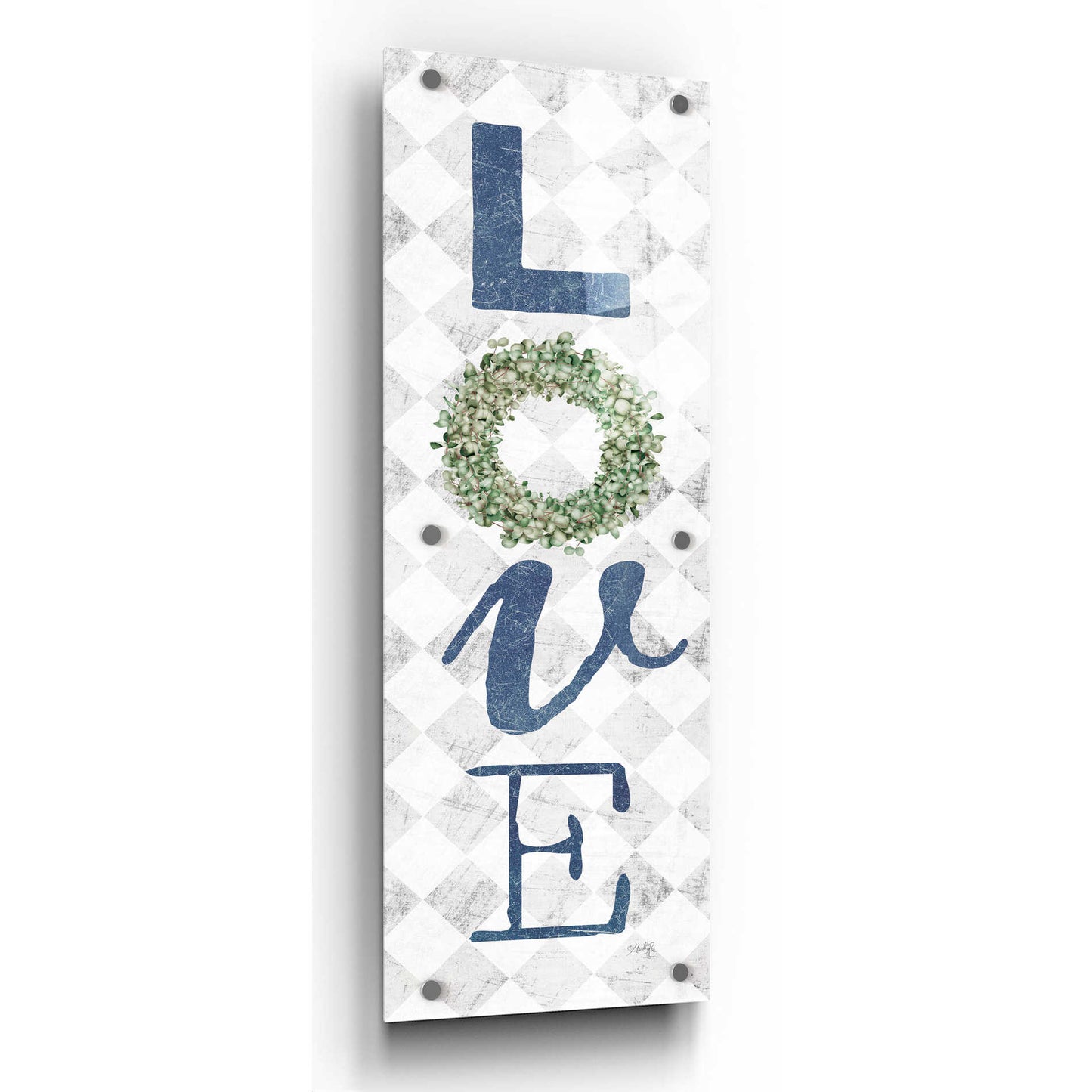 Epic Art 'Love with Eucalyptus Wreath II' by Marla Rae, Acrylic Glass Wall Art,16x48